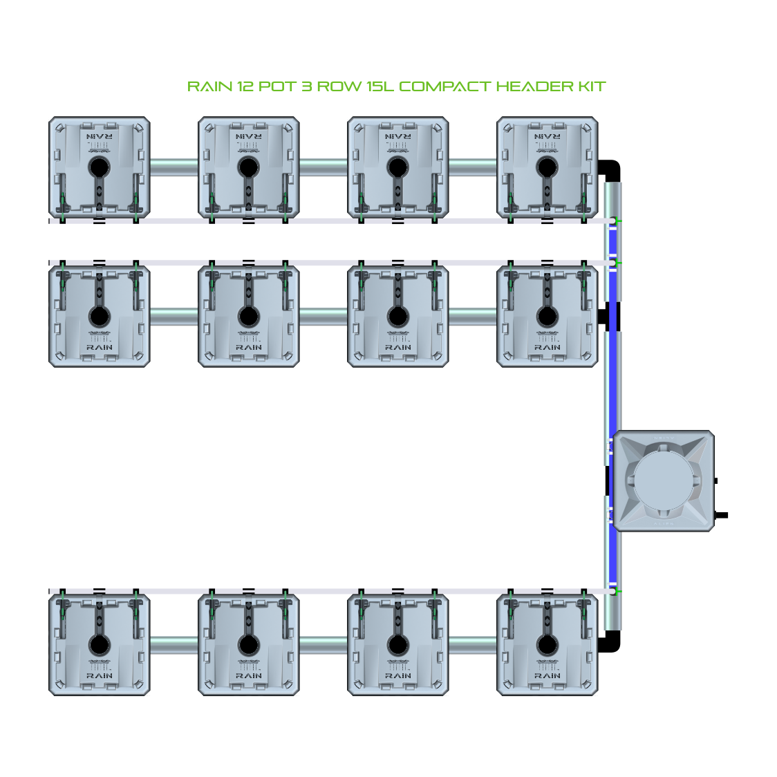 RAIN 12 Pot 3 Row Kit