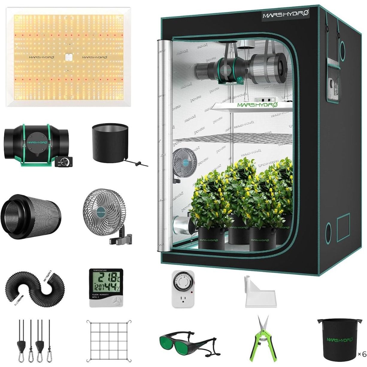 Mars Hydro 4' x 4' Grow Tent Kit with TSW 2000 LED Grow Light