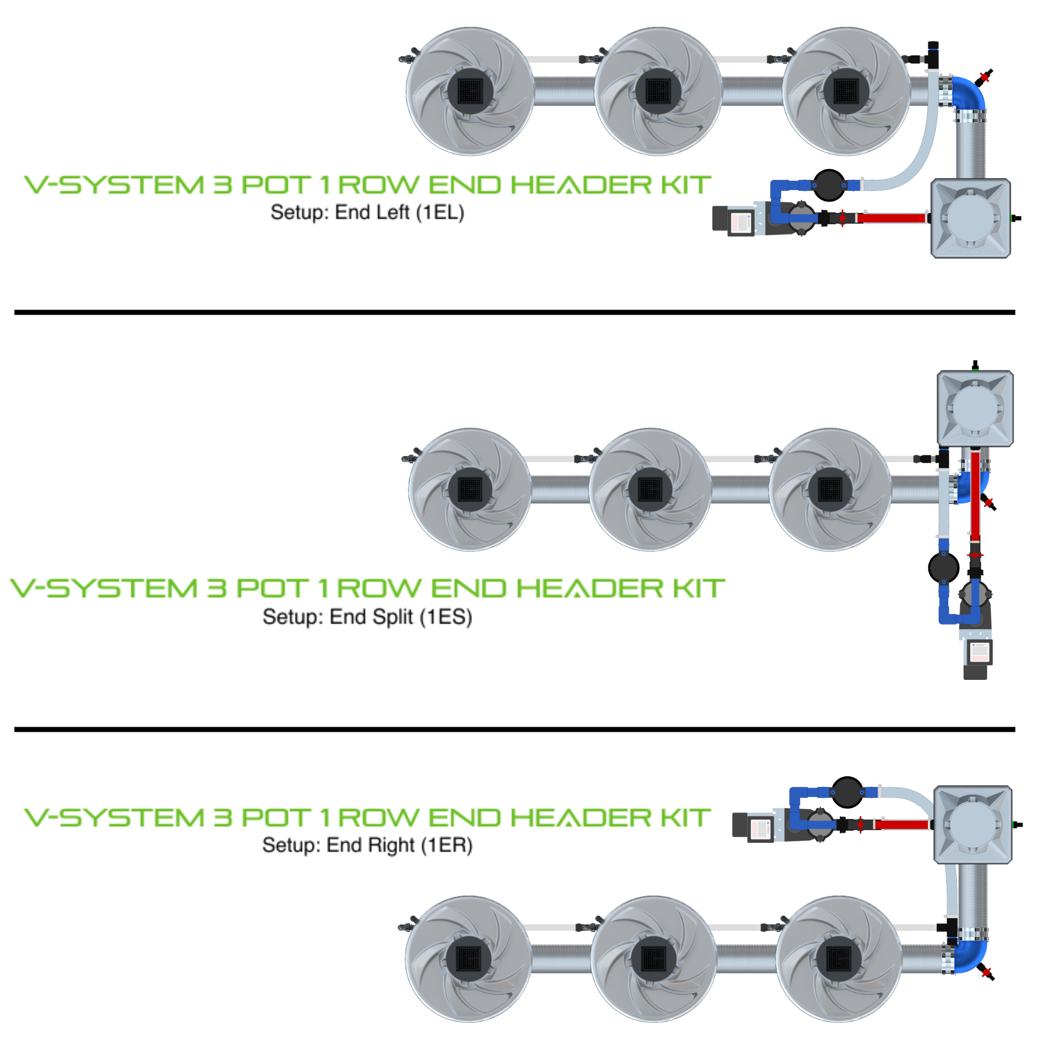 V-SYSTEM 3 Pot 1 Row Kit