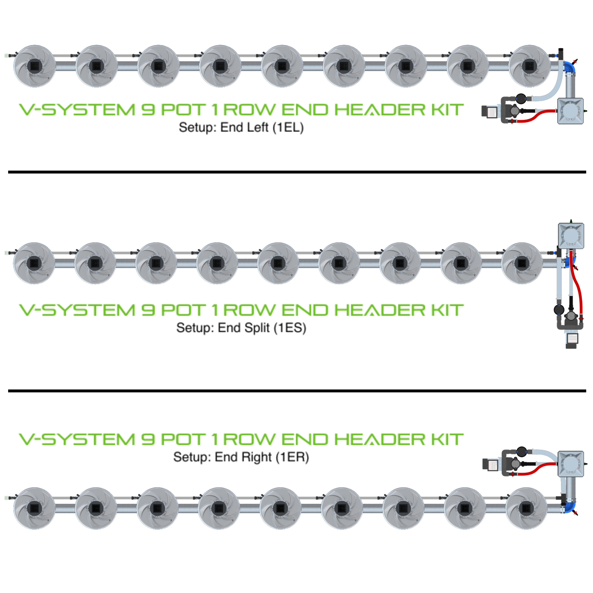 V-SYSTEM 9 Pot 1 Row Kit
