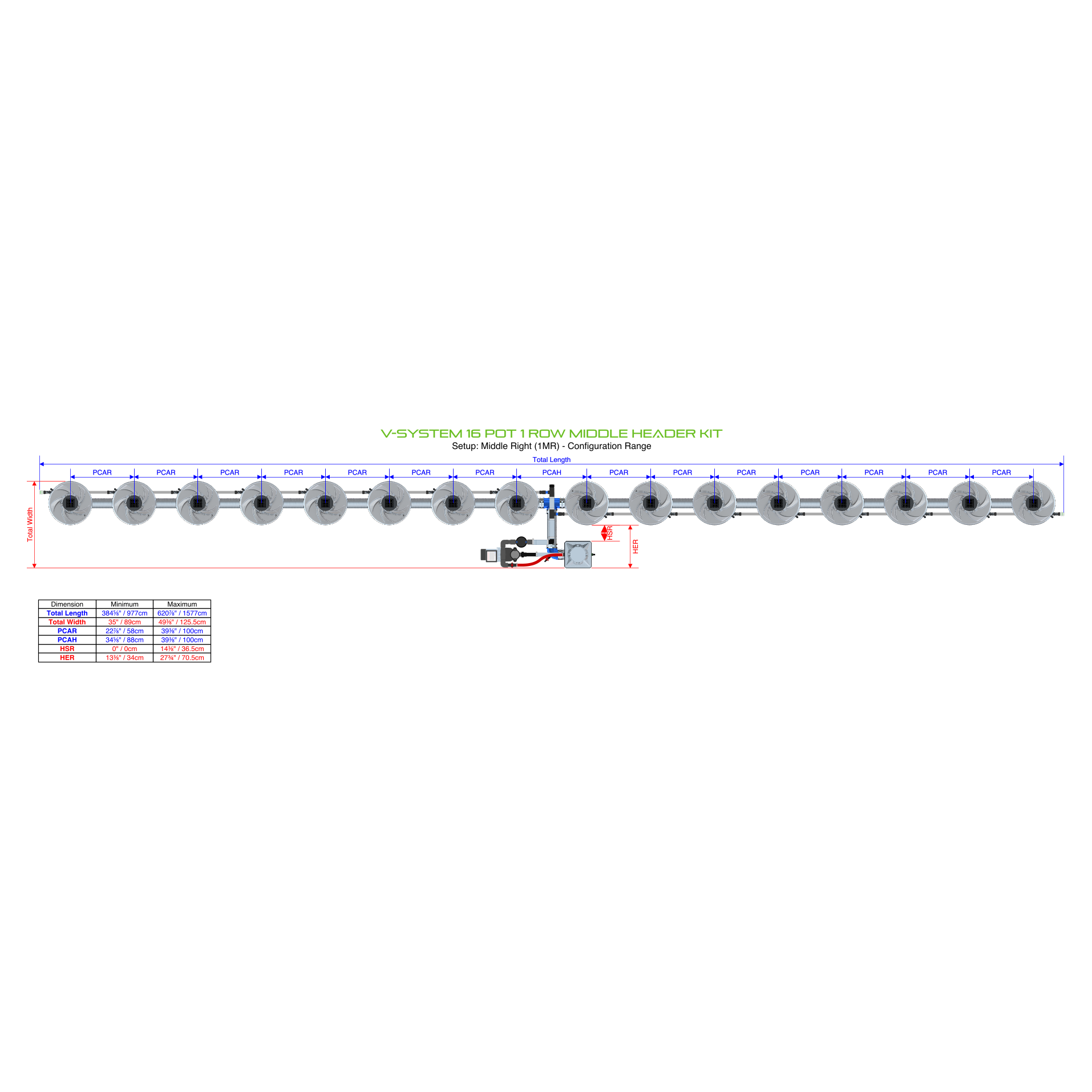 V-SYSTEM 16 Pot 1 Row Kit