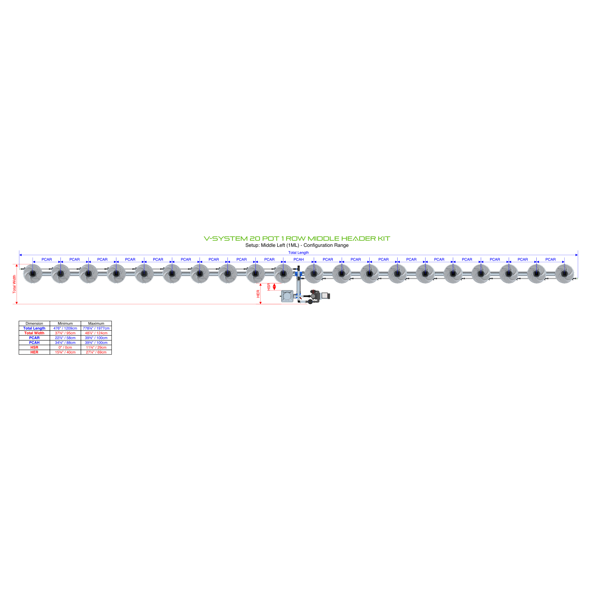 V-SYSTEM 20 Pot 1 Row Kit