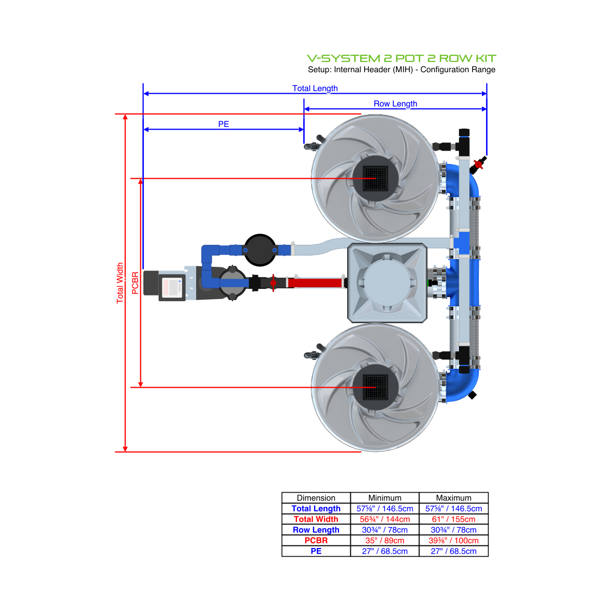 V-SYSTEM 2 Pot 2 Row Kit