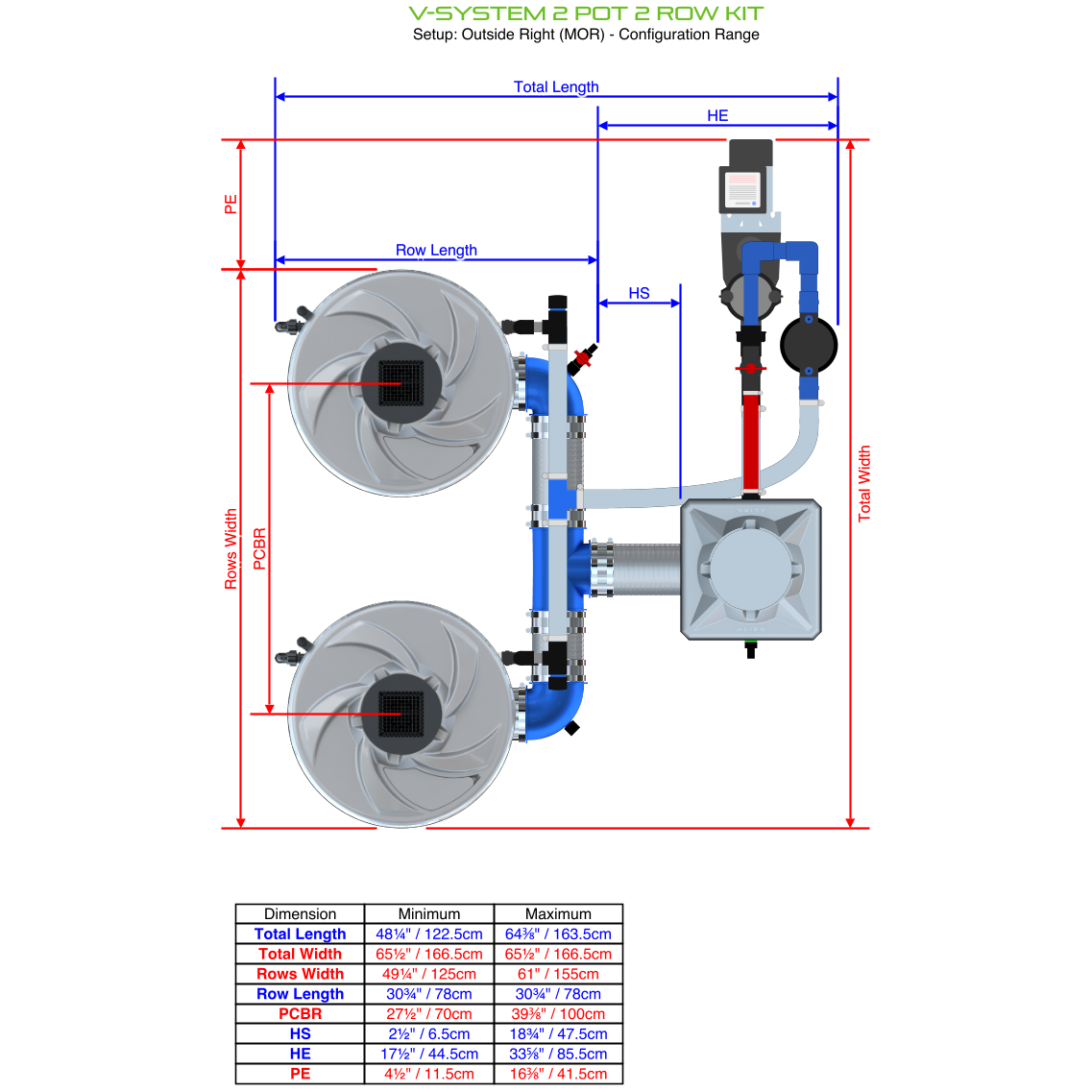 V-SYSTEM 2 Pot 2 Row Kit