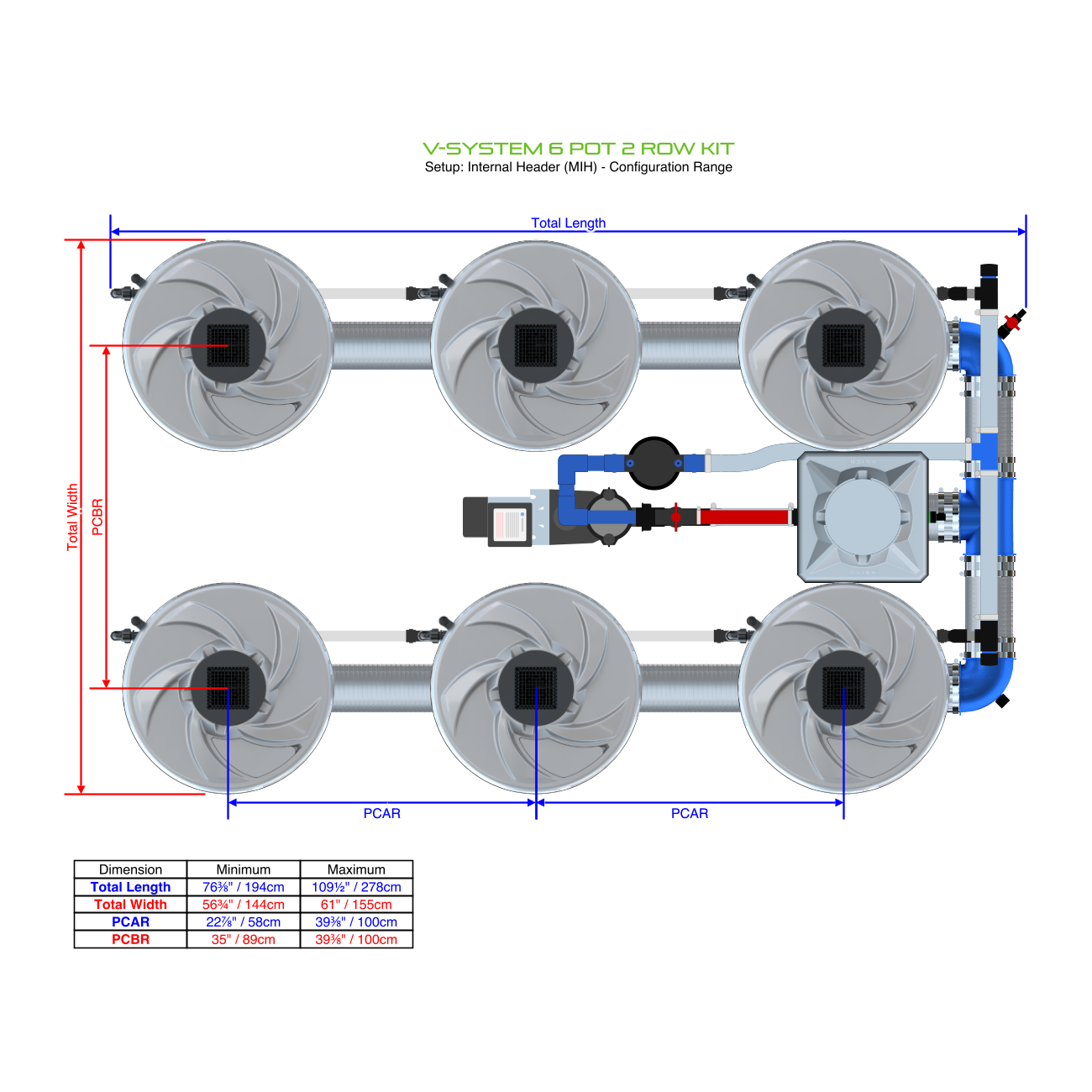 V-SYSTEM 6 Pot 2 Row Kit