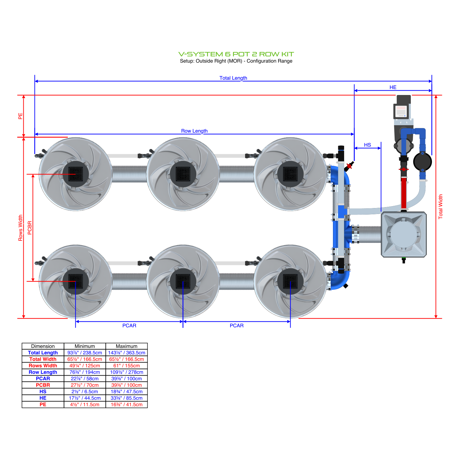 V-SYSTEM 6 Pot 2 Row Kit