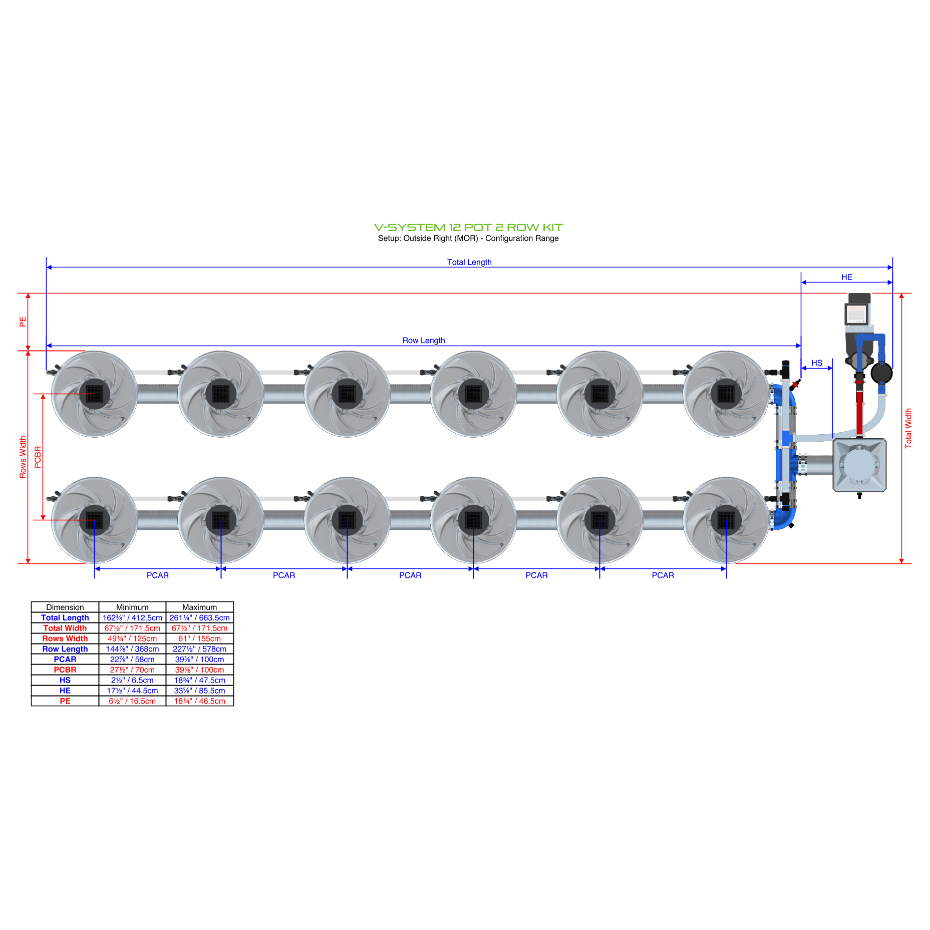 V-SYSTEM 12 Pot 2 Row Kit
