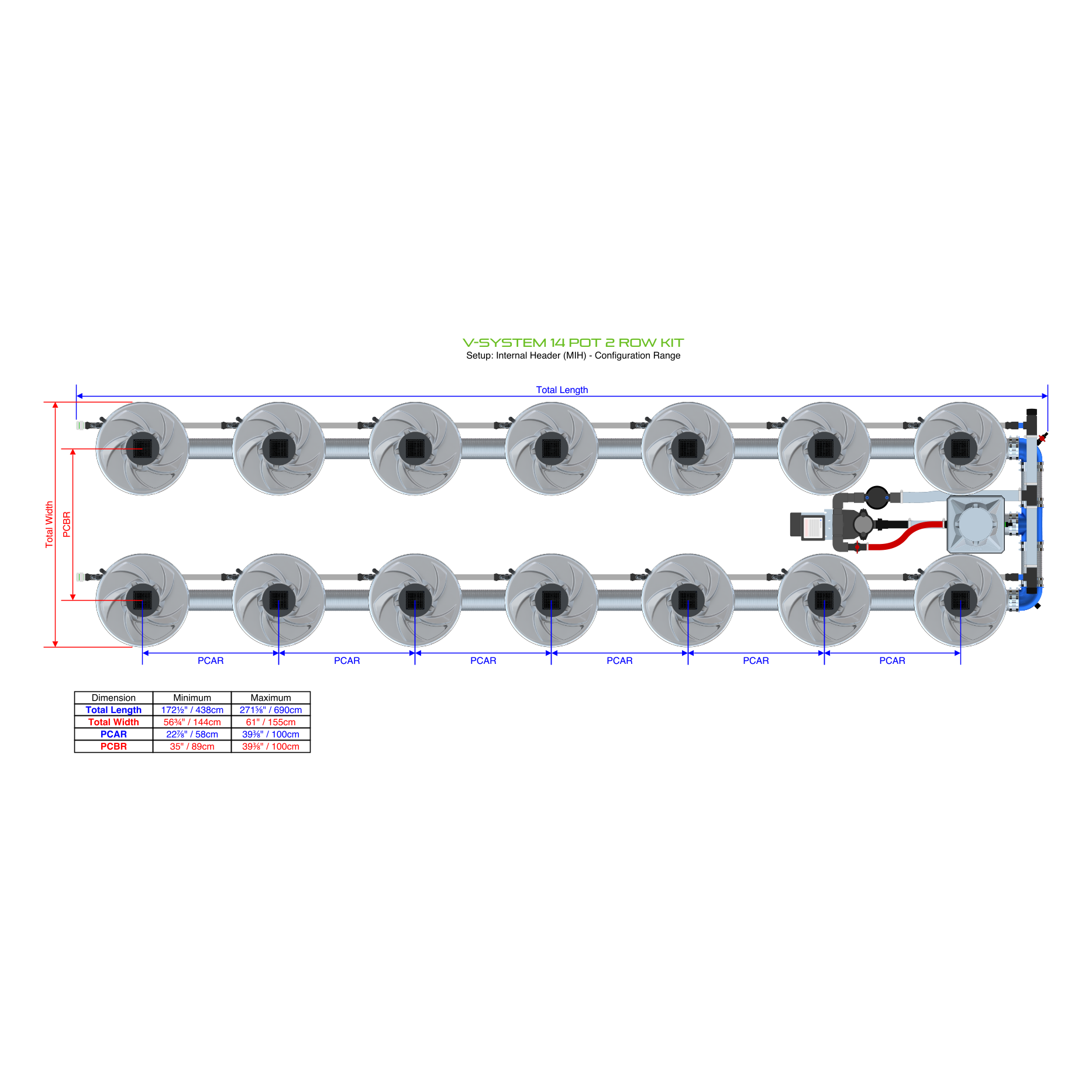 V-SYSTEM 14 Pot 2 Row Kit