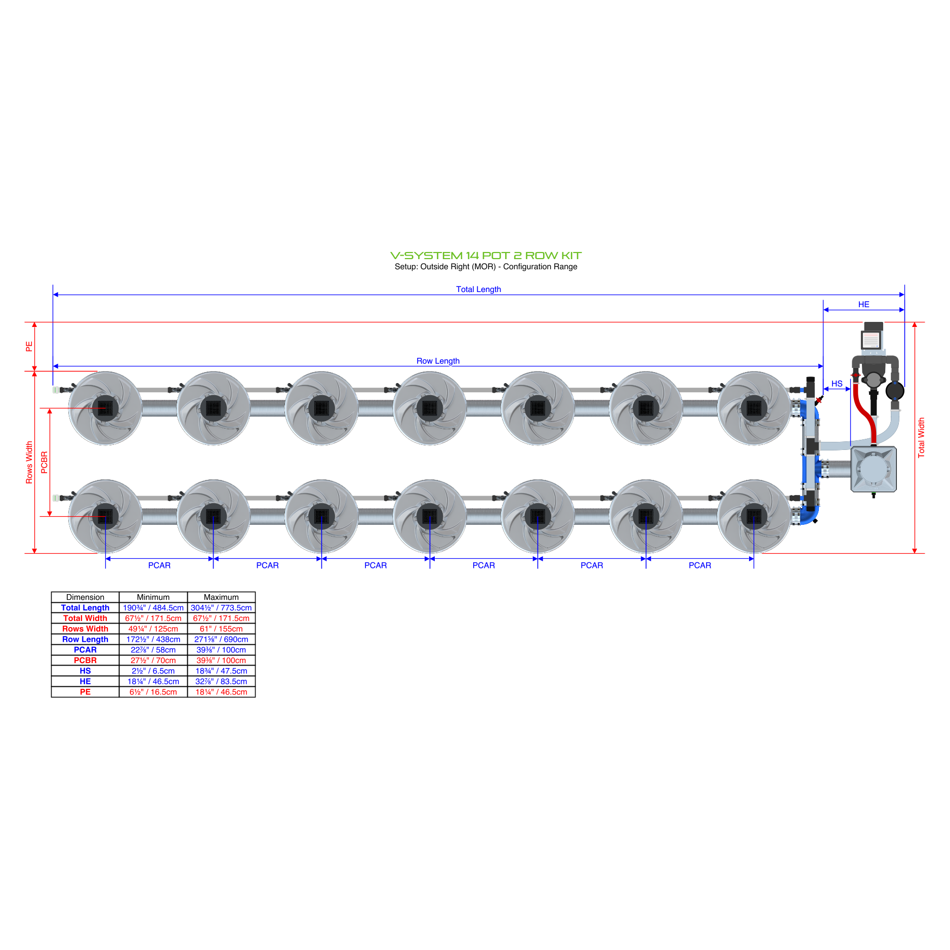 V-SYSTEM 14 Pot 2 Row Kit