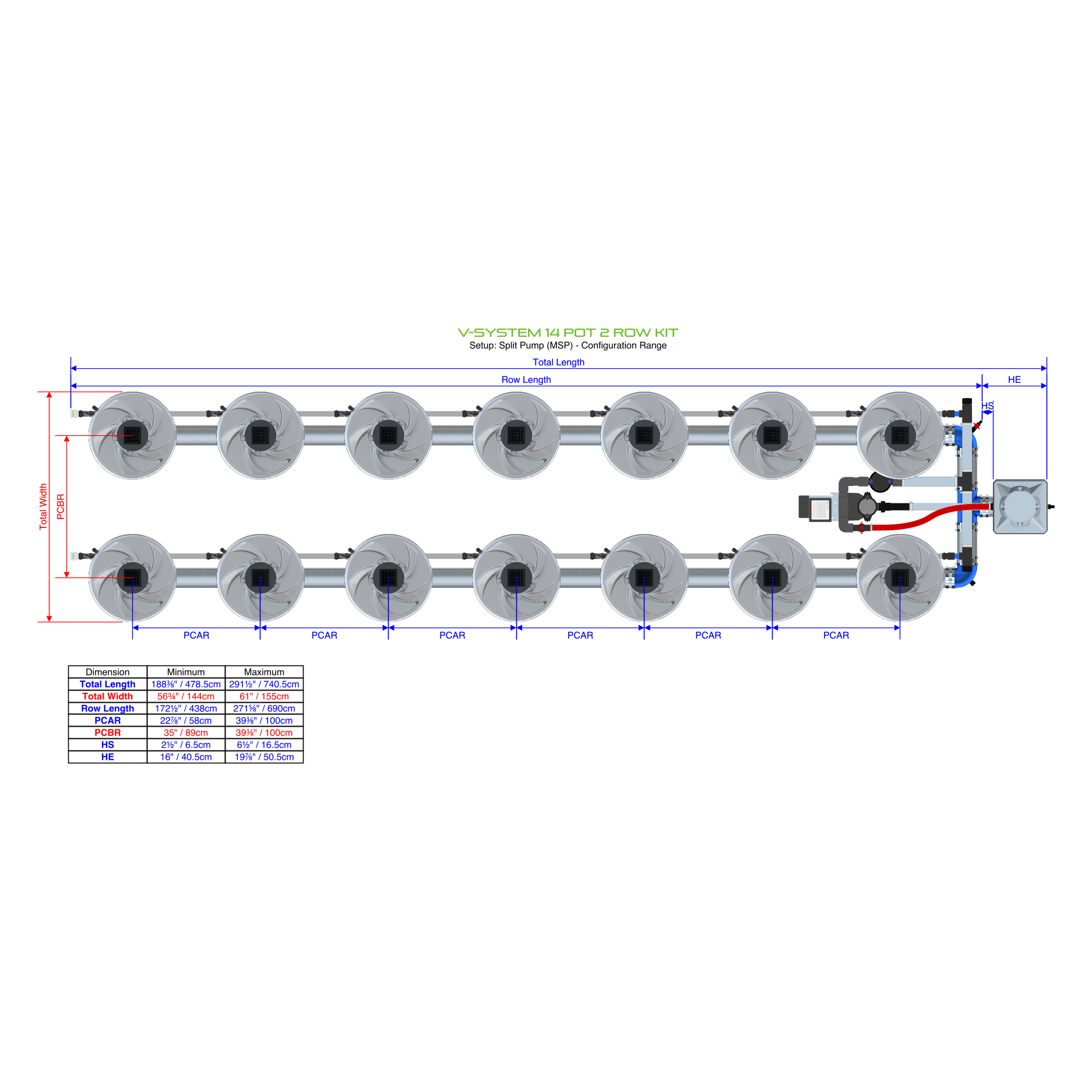 V-SYSTEM 14 Pot 2 Row Kit