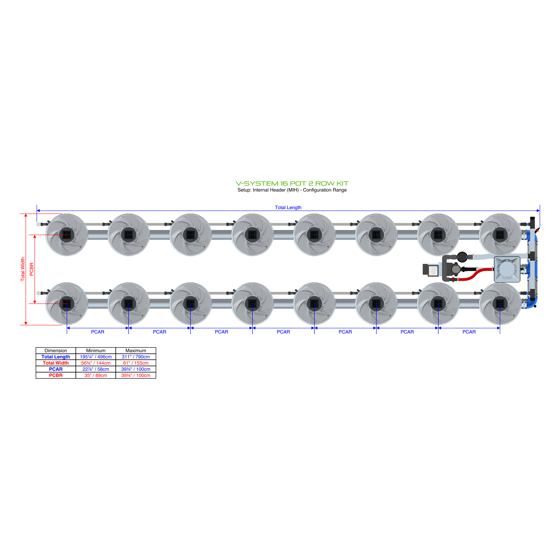 V-SYSTEM 16 Pot 2 Row Kit