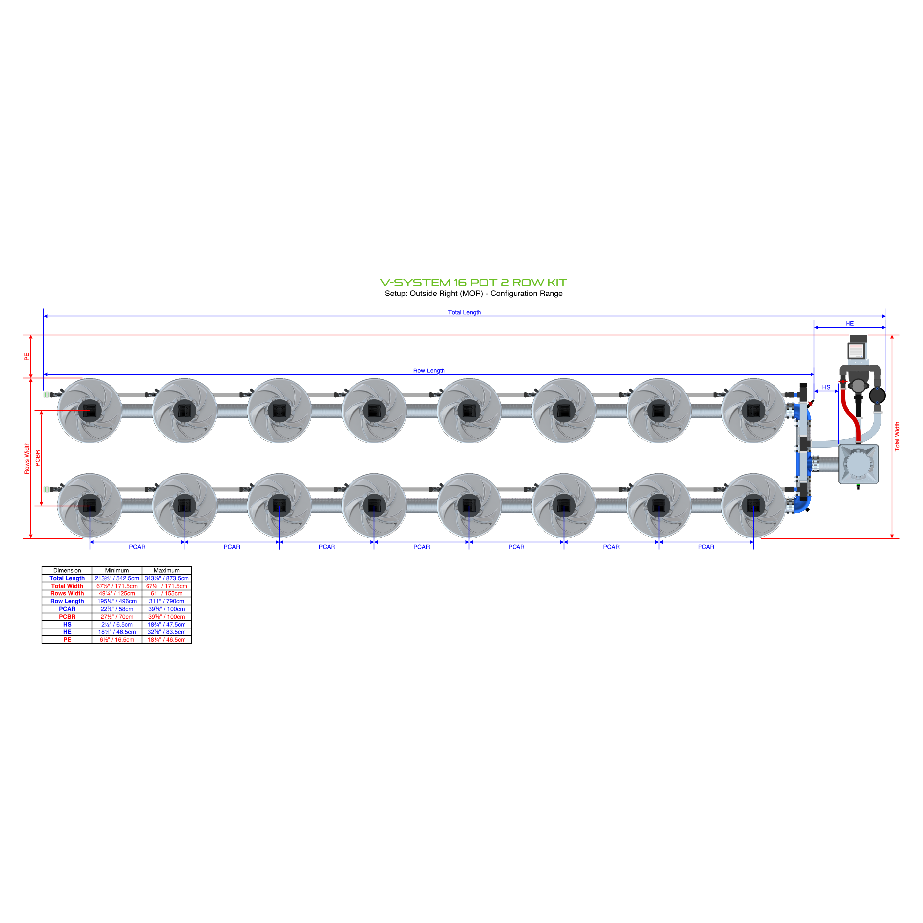 V-SYSTEM 16 Pot 2 Row Kit