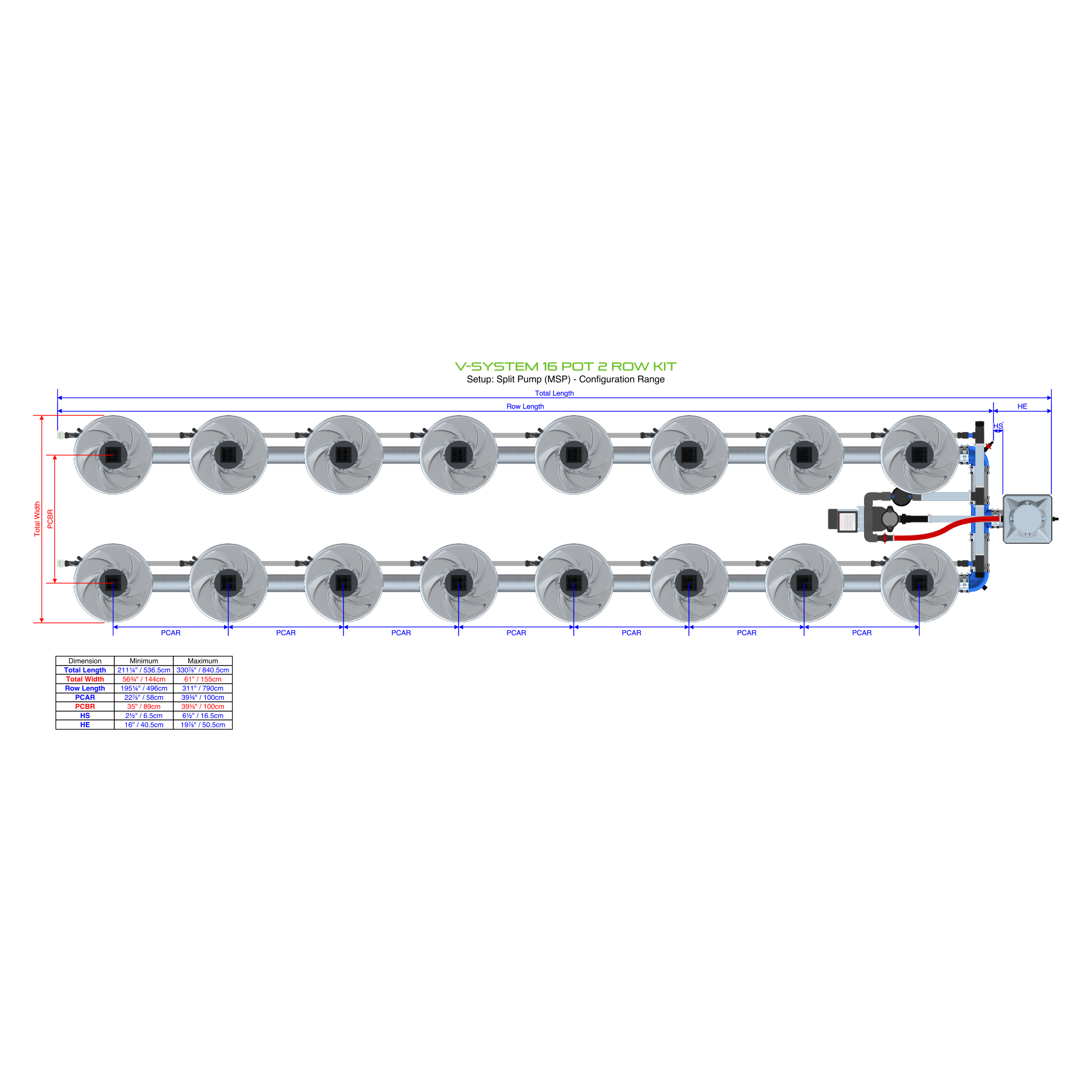 V-SYSTEM 16 Pot 2 Row Kit
