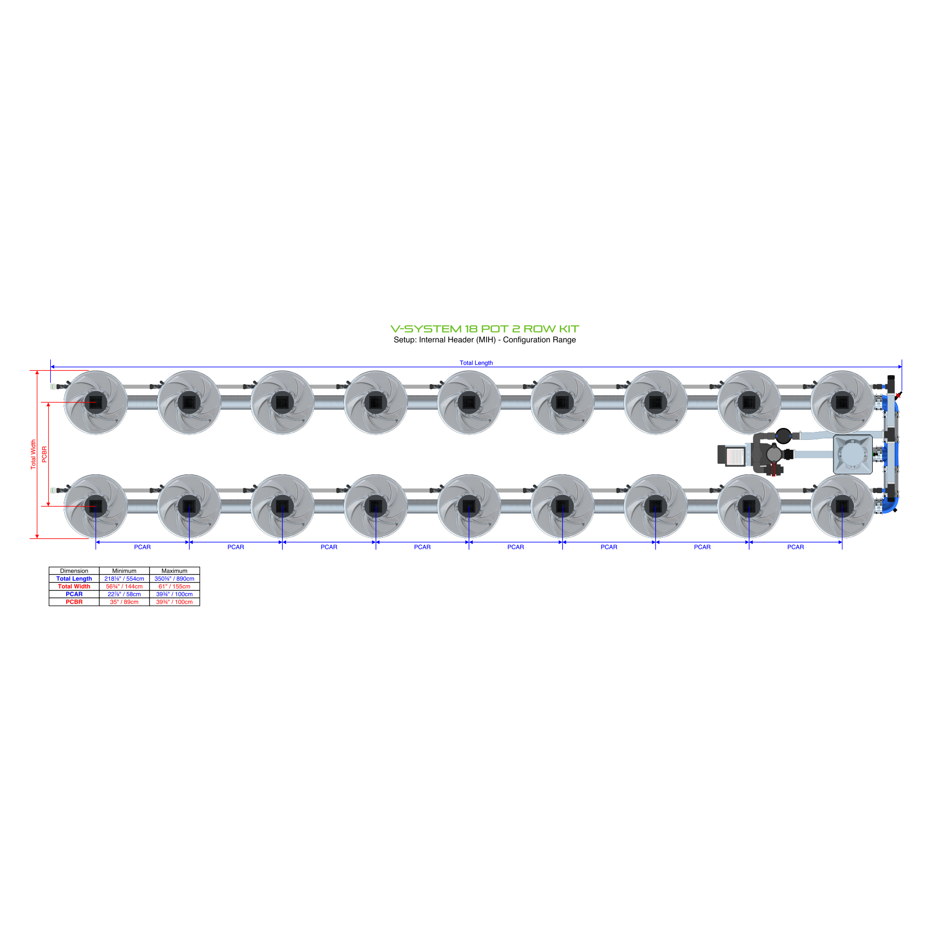 V-SYSTEM 18 Pot 2 Row Kit