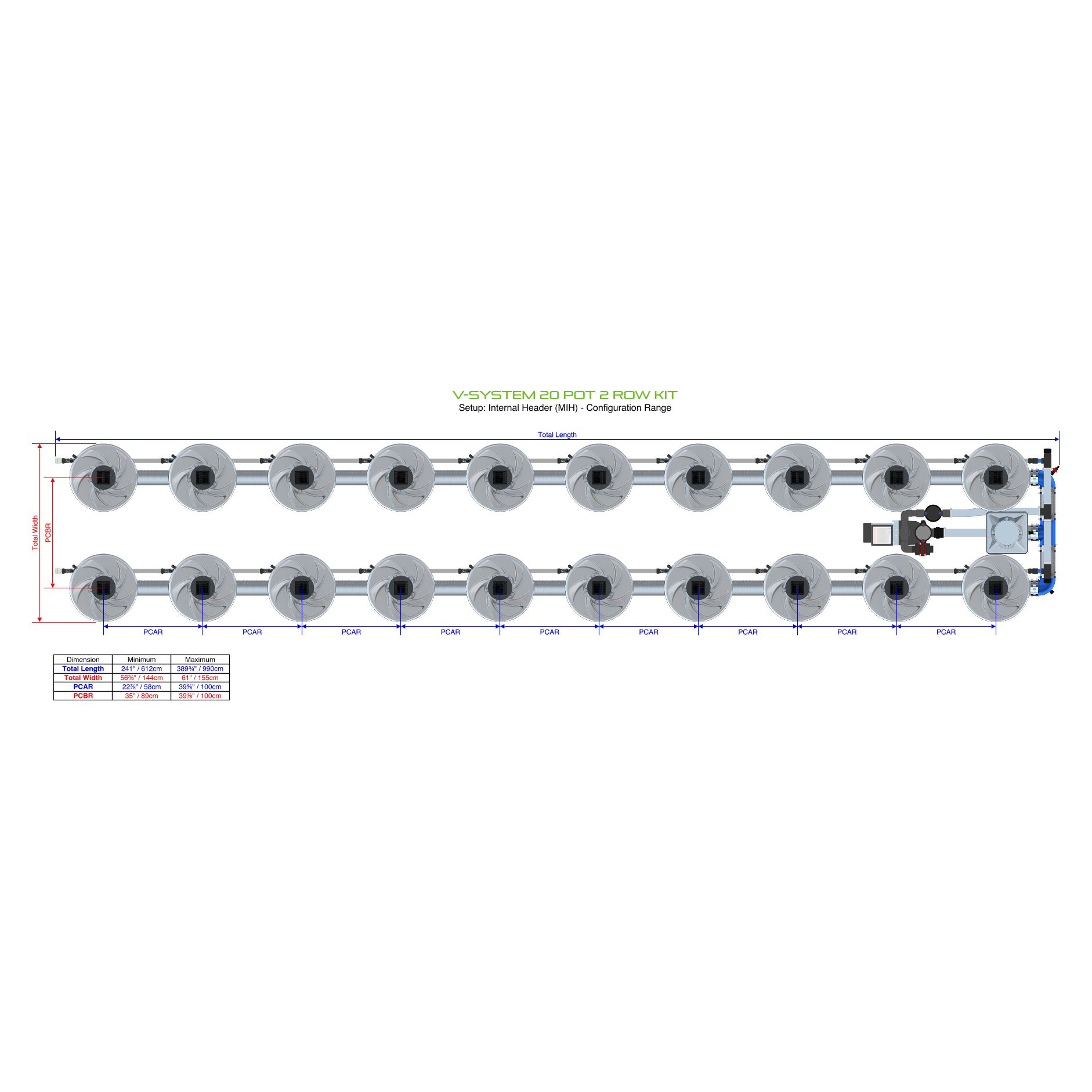 V-SYSTEM 20 Pot 2 Row Kit