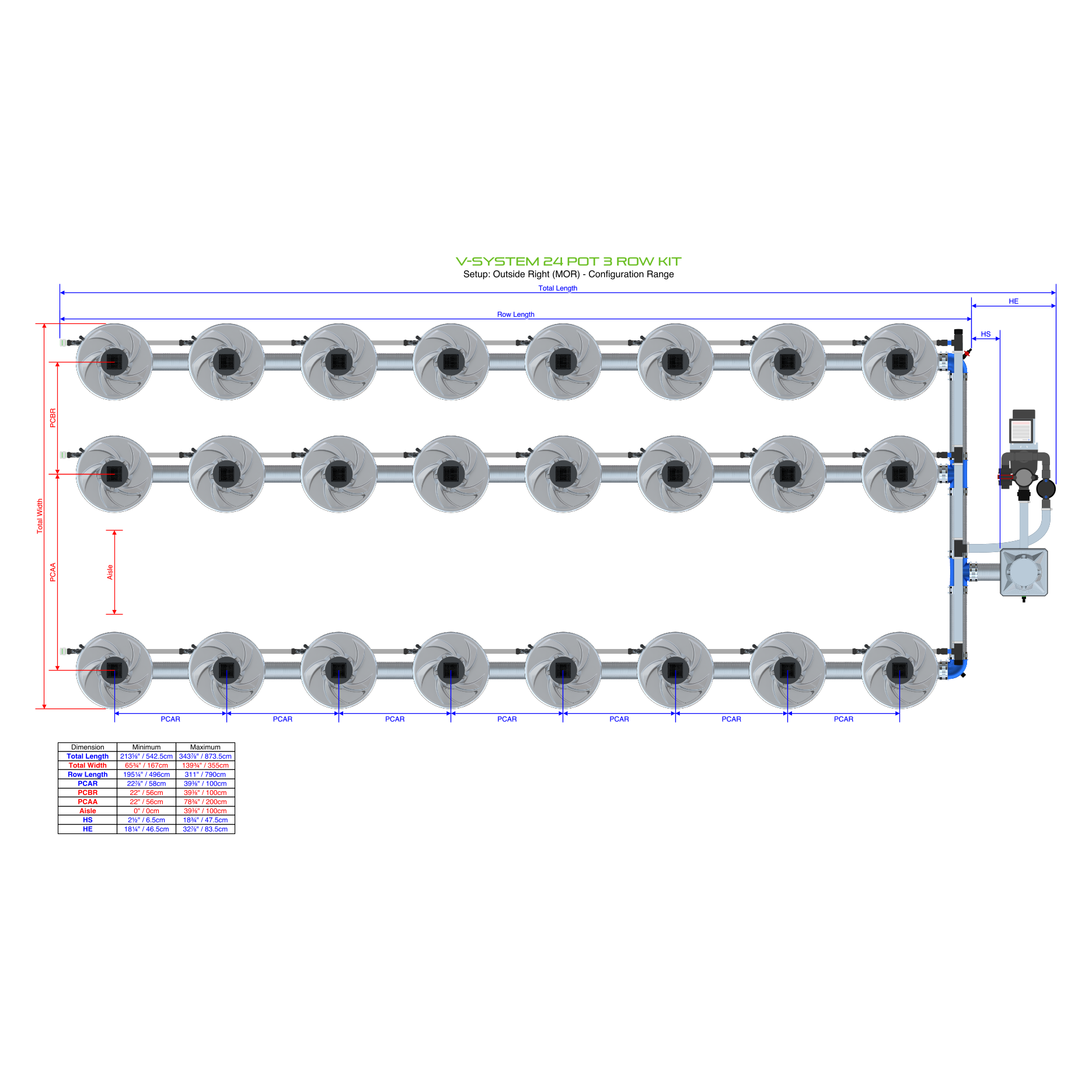 V-SYSTEM 24 Pot 3 Row Kit