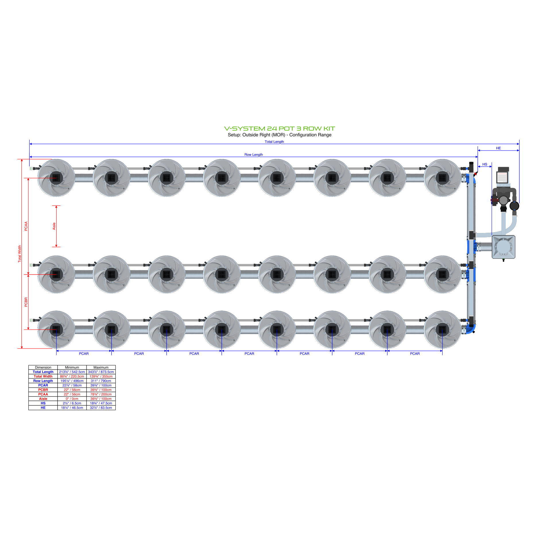 V-SYSTEM 24 Pot 3 Row Kit
