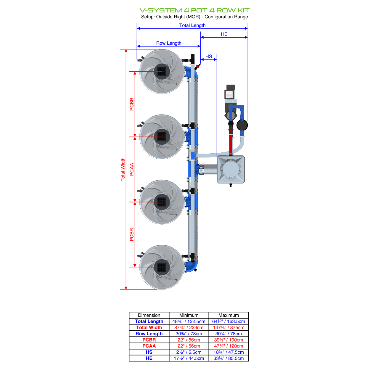 V-SYSTEM 4 Pot 4 Row Kit