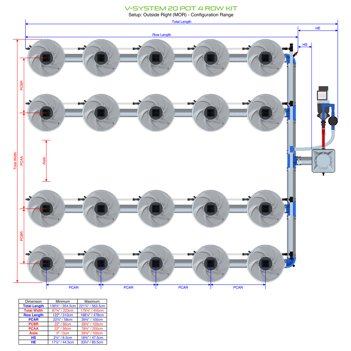 V-SYSTEM 20 Pot 4 Row Kit