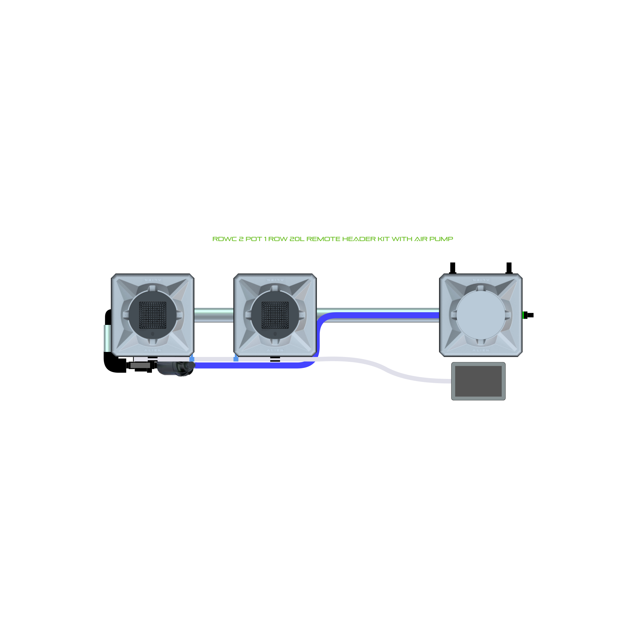 RDWC 2 Pot 1 Row Kit