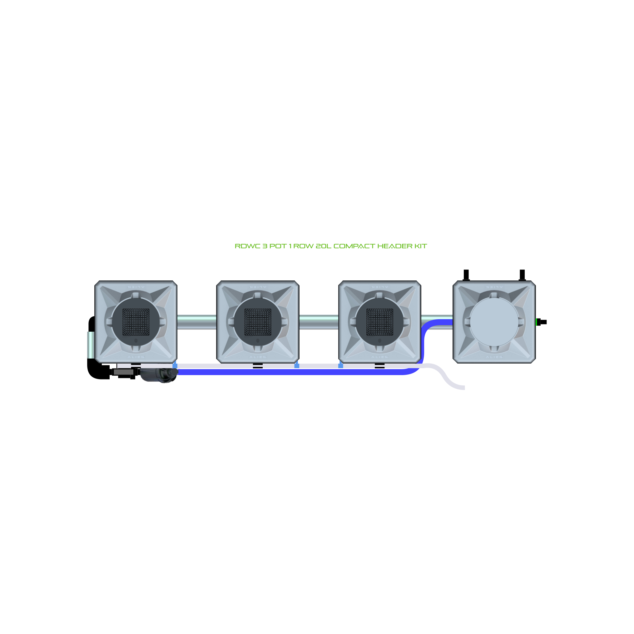 RDWC 3 Pot 1 Row Kit