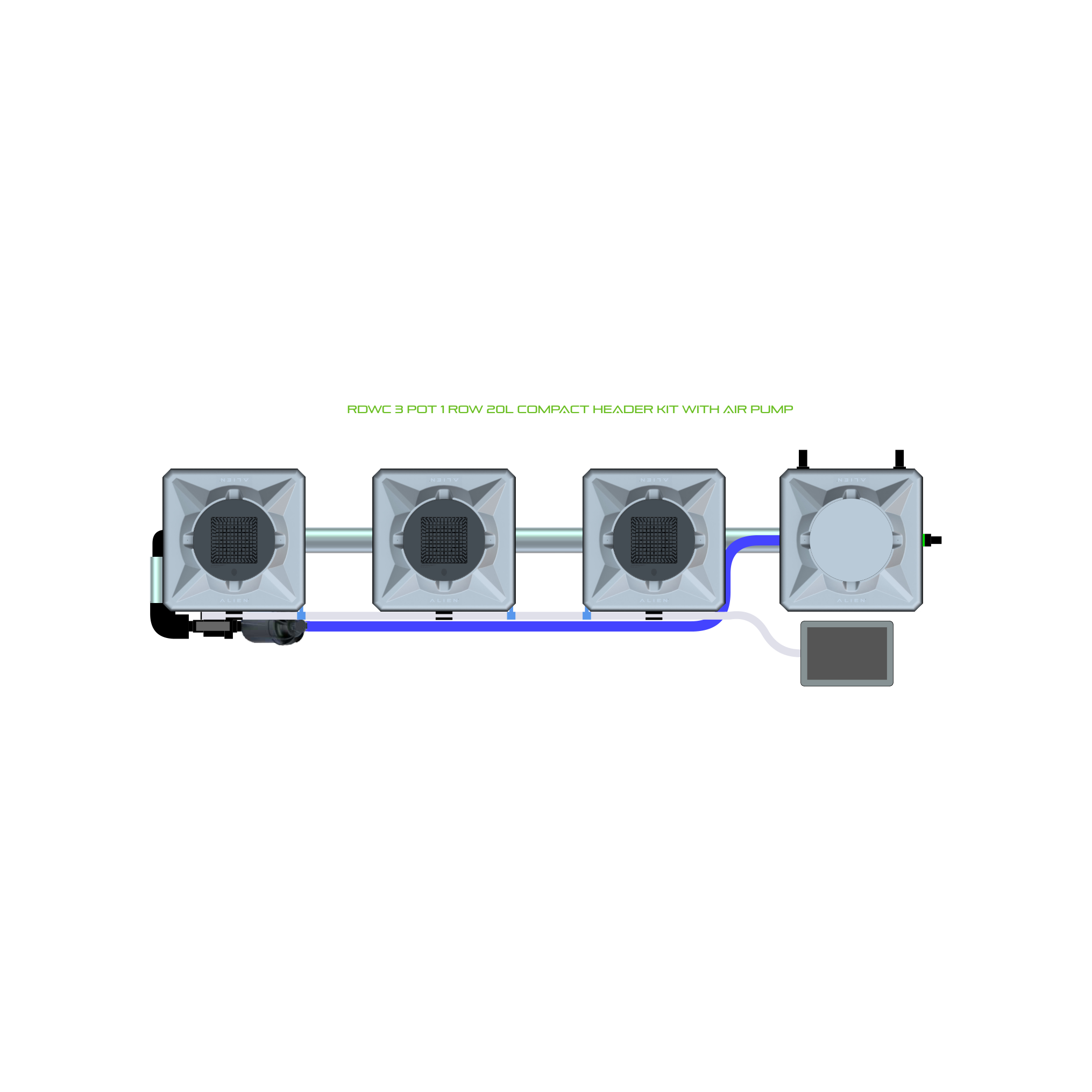 RDWC 3 Pot 1 Row Kit