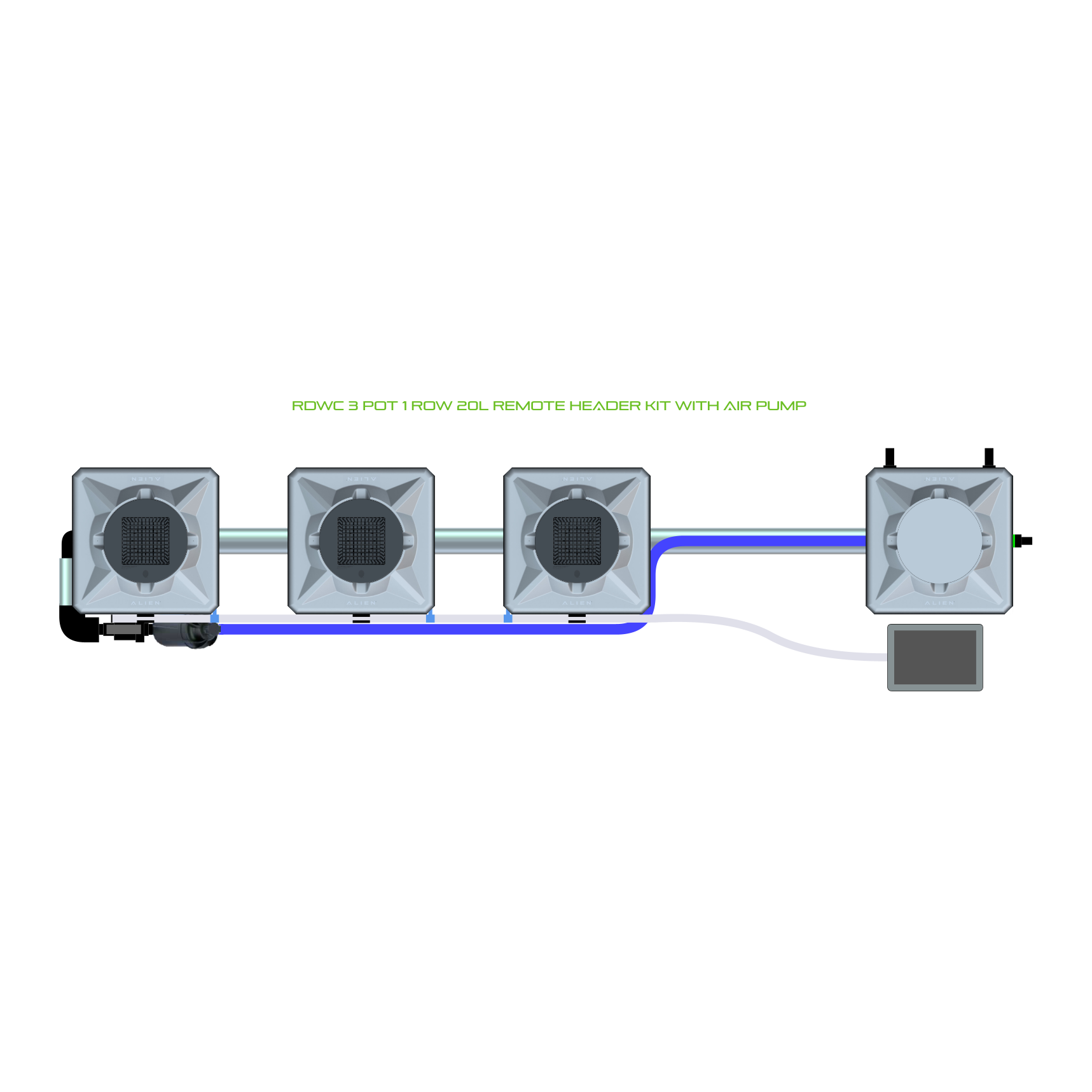 RDWC 3 Pot 1 Row Kit