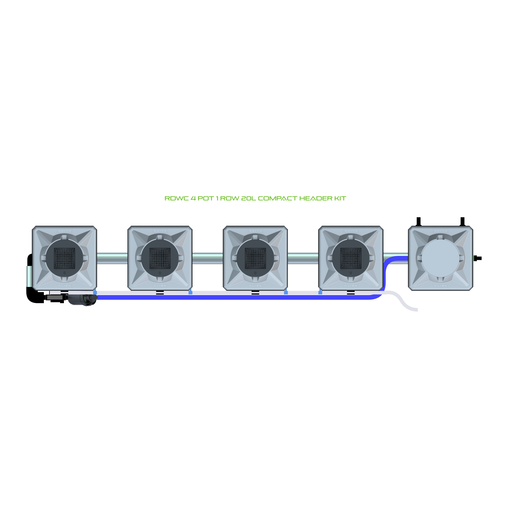 RDWC 4 Pot 1 Row Kit