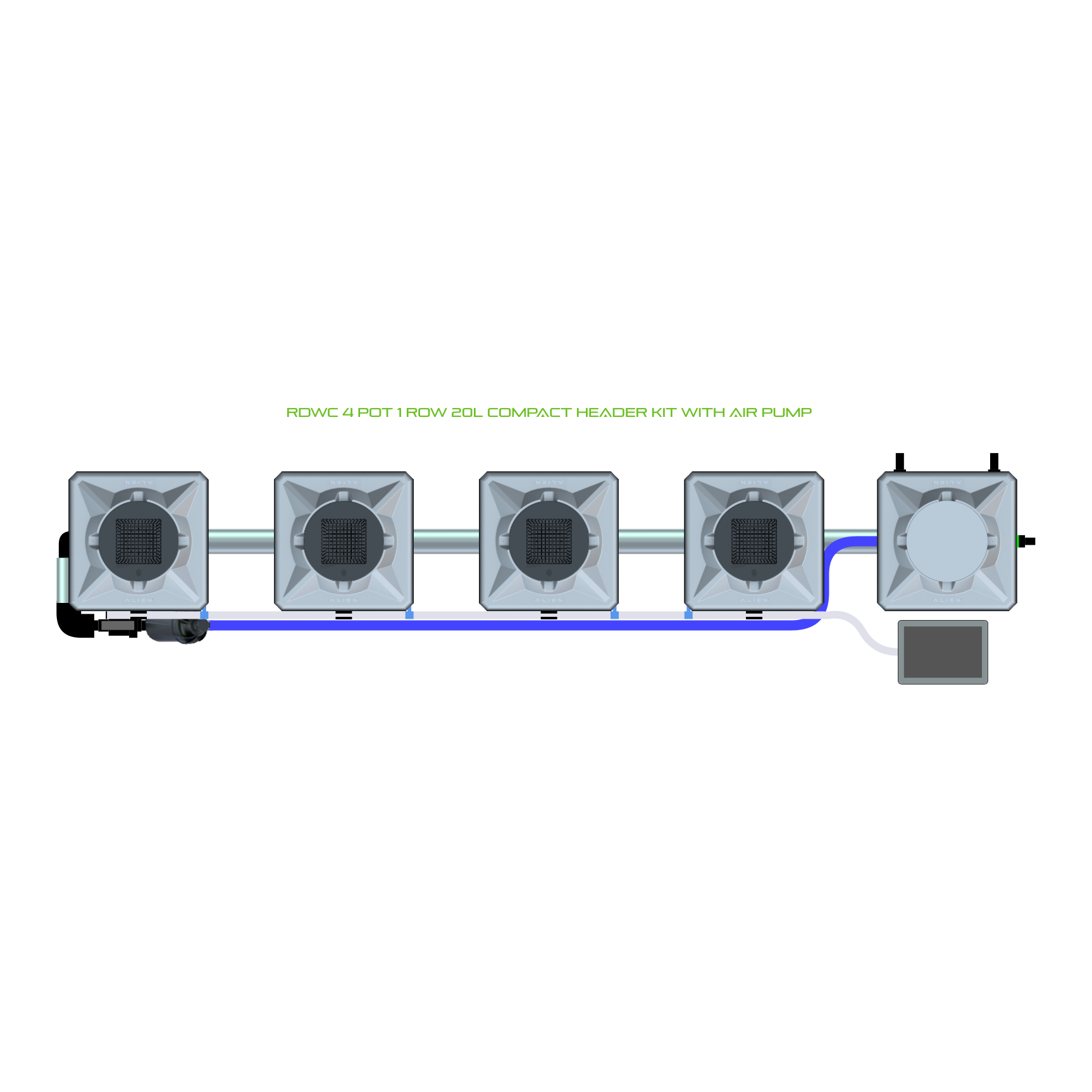 RDWC 4 Pot 1 Row Kit
