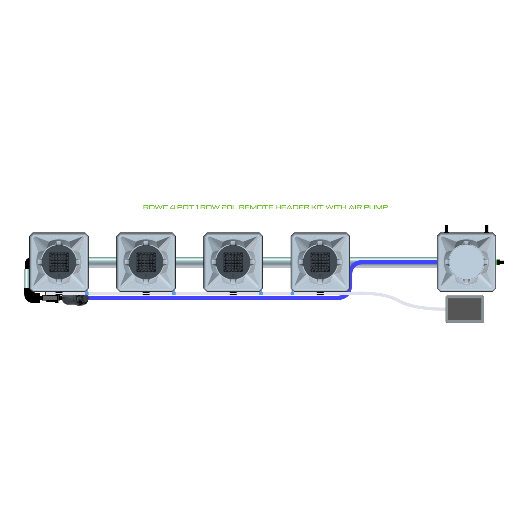RDWC 4 Pot 1 Row Kit