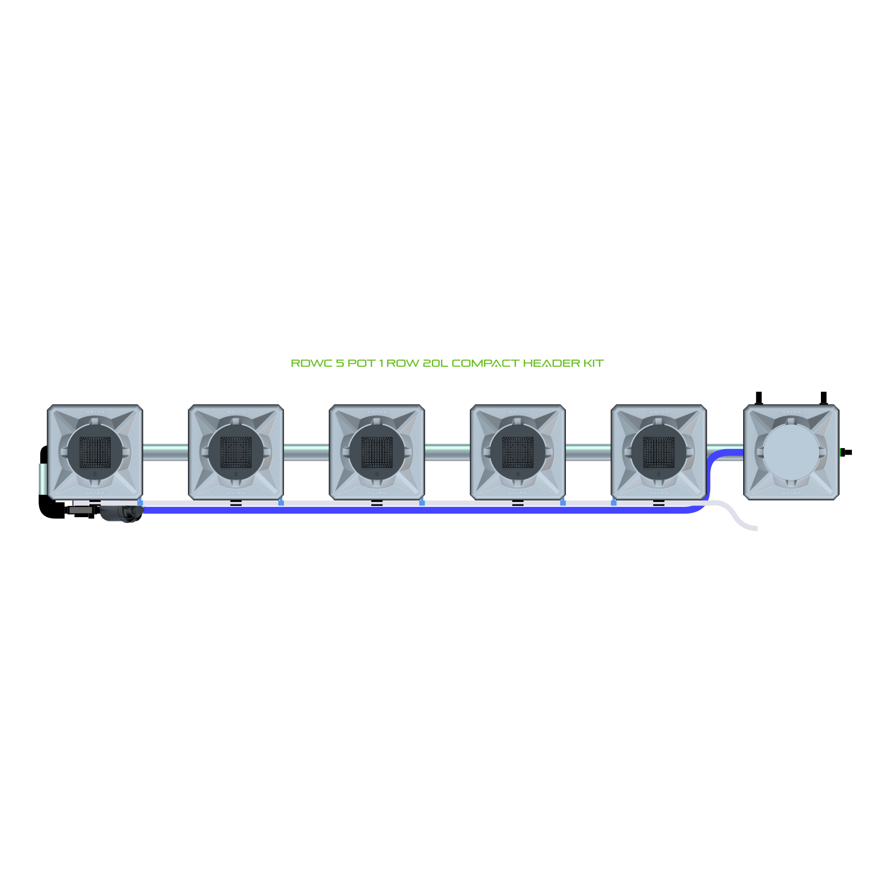 RDWC 5 Pot 1 Row Kit