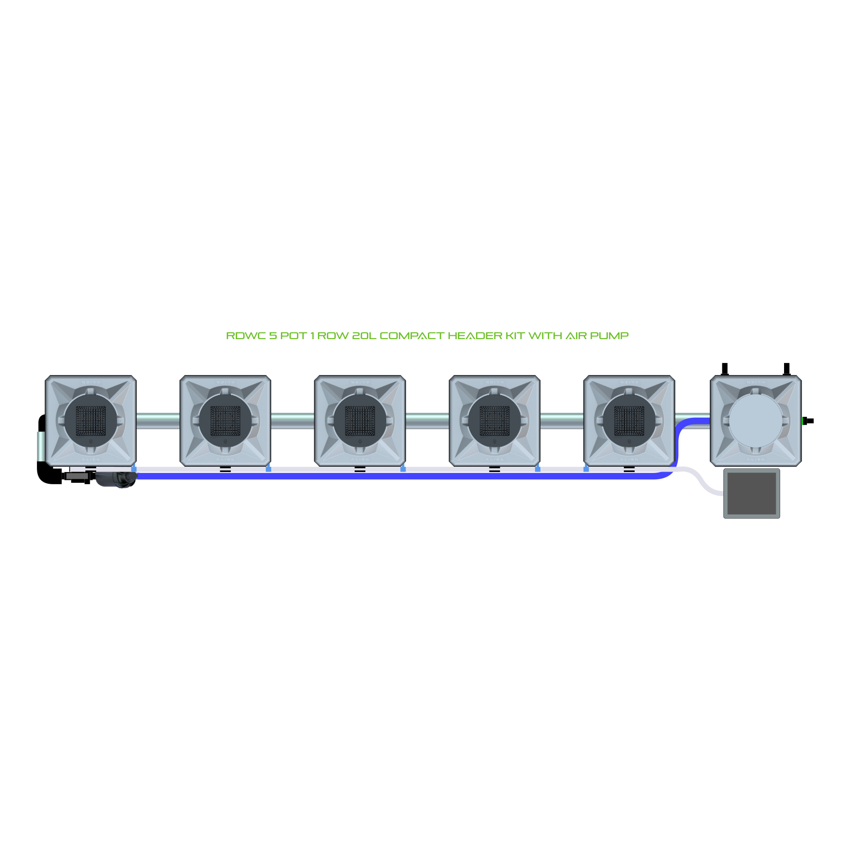 RDWC 5 Pot 1 Row Kit