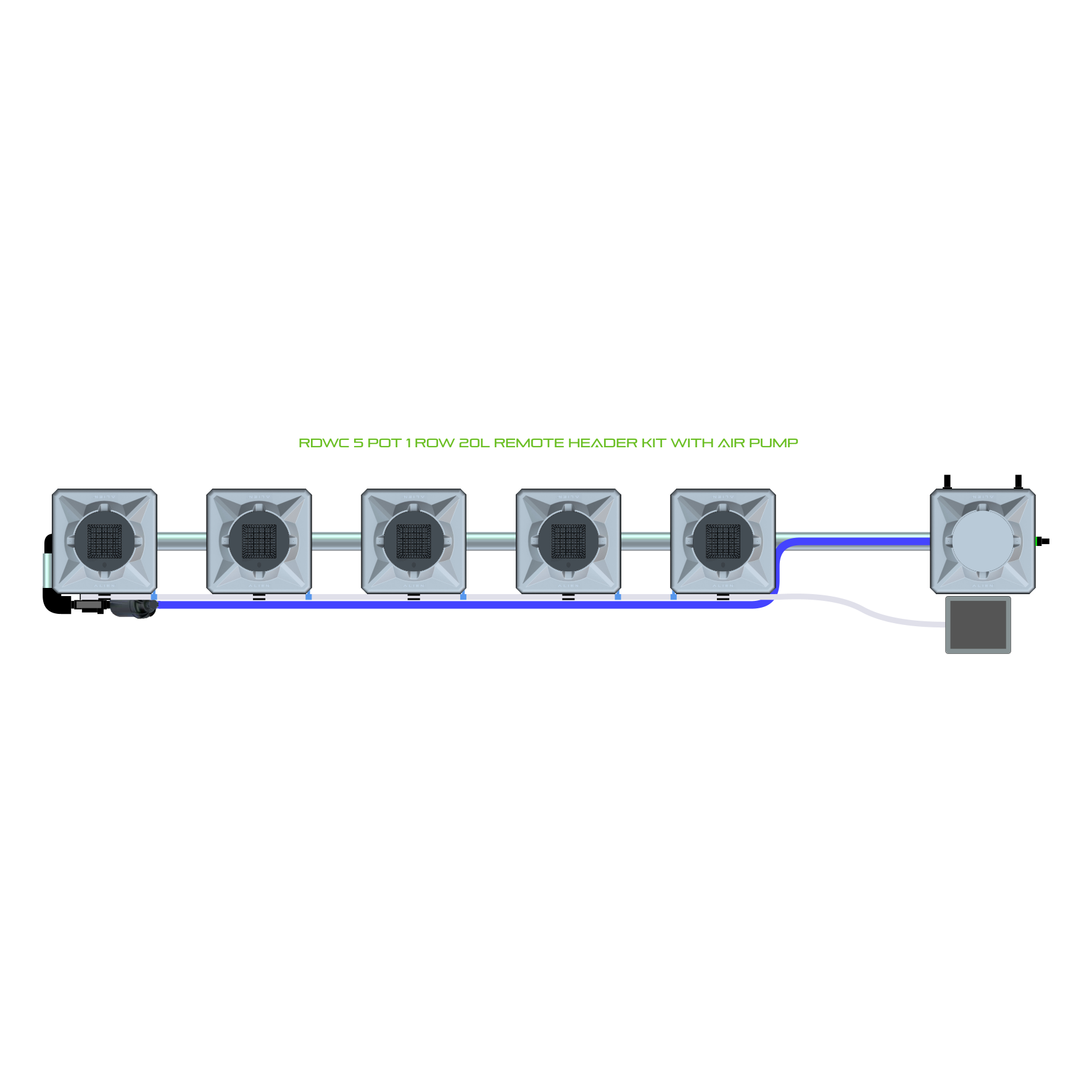 RDWC 5 Pot 1 Row Kit