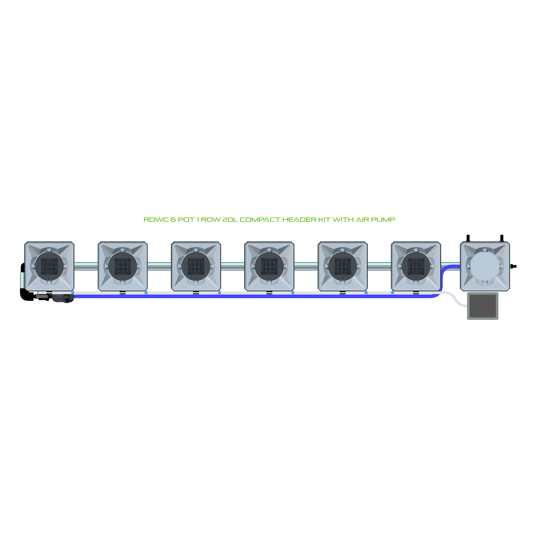 RDWC 6 Pot 1 Row Kit