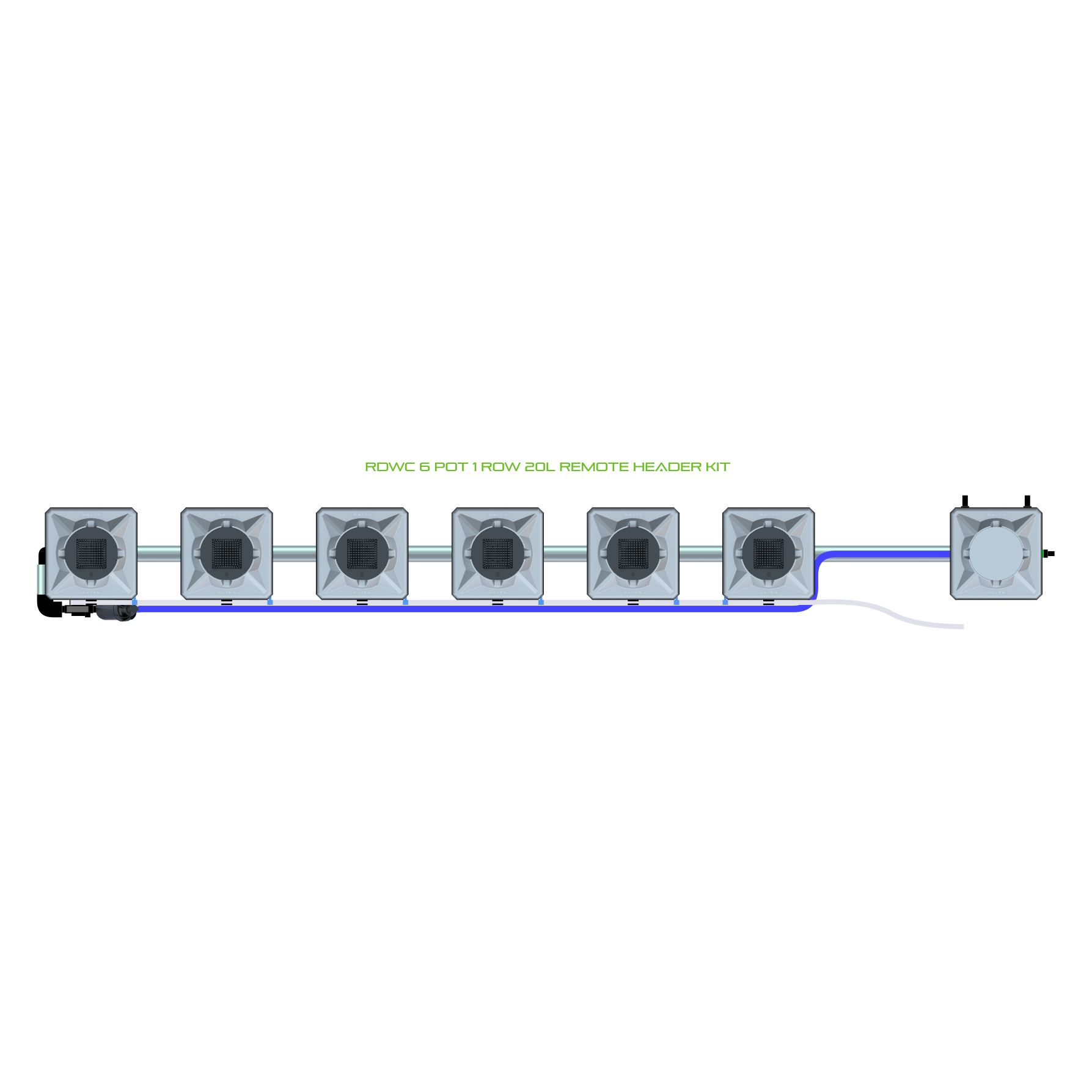 RDWC 6 Pot 1 Row Kit