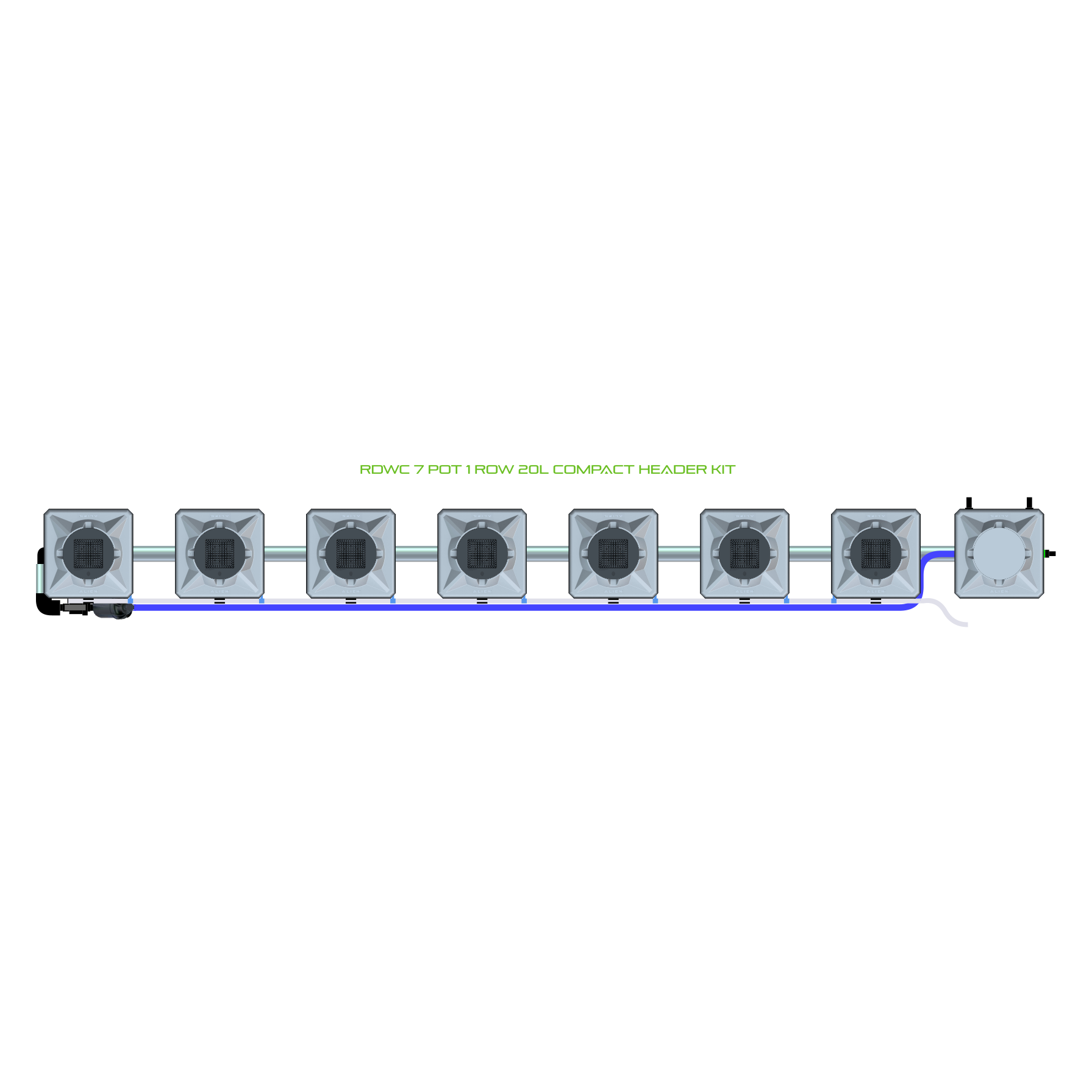 RDWC 7 Pot 1 Row Kit