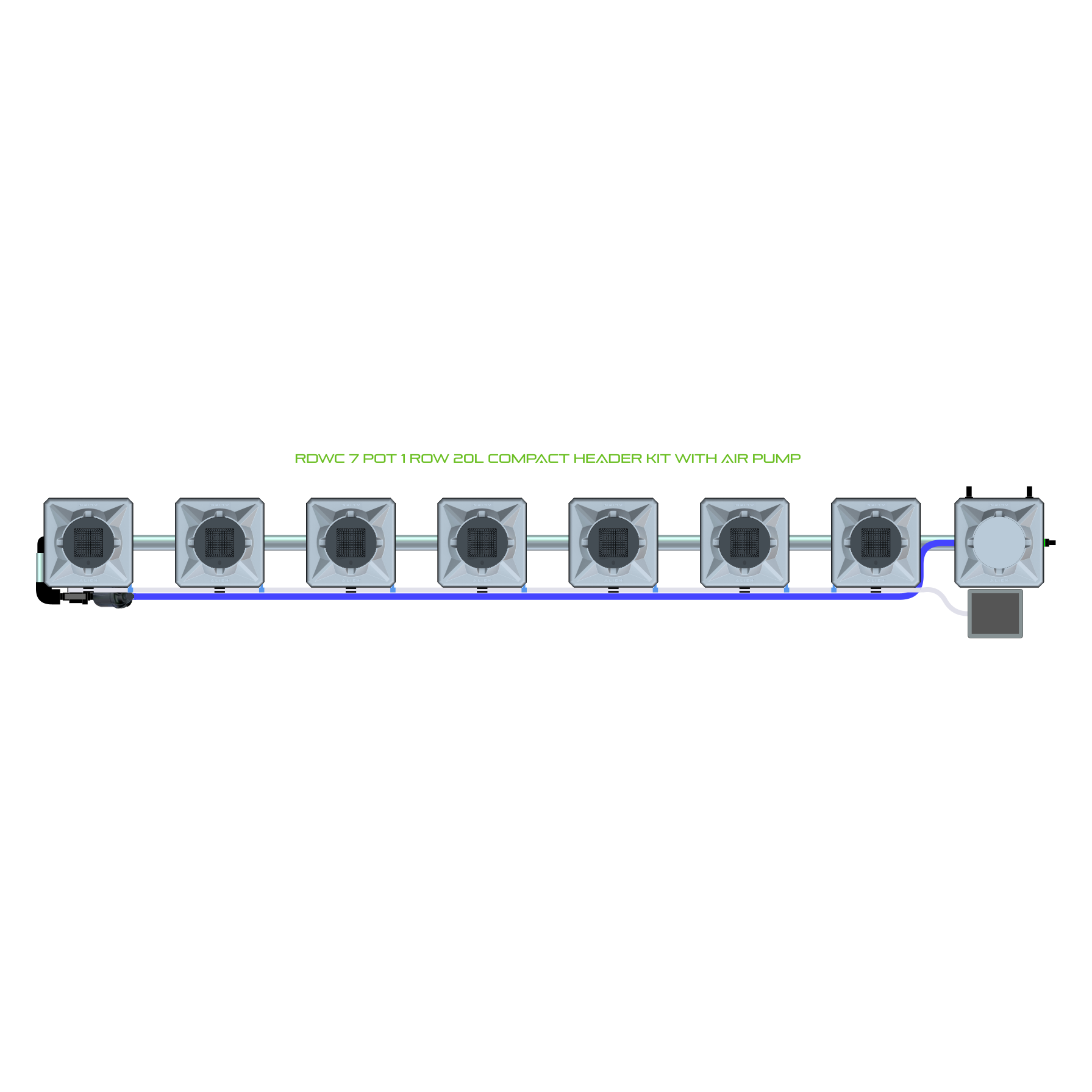 RDWC 7 Pot 1 Row Kit