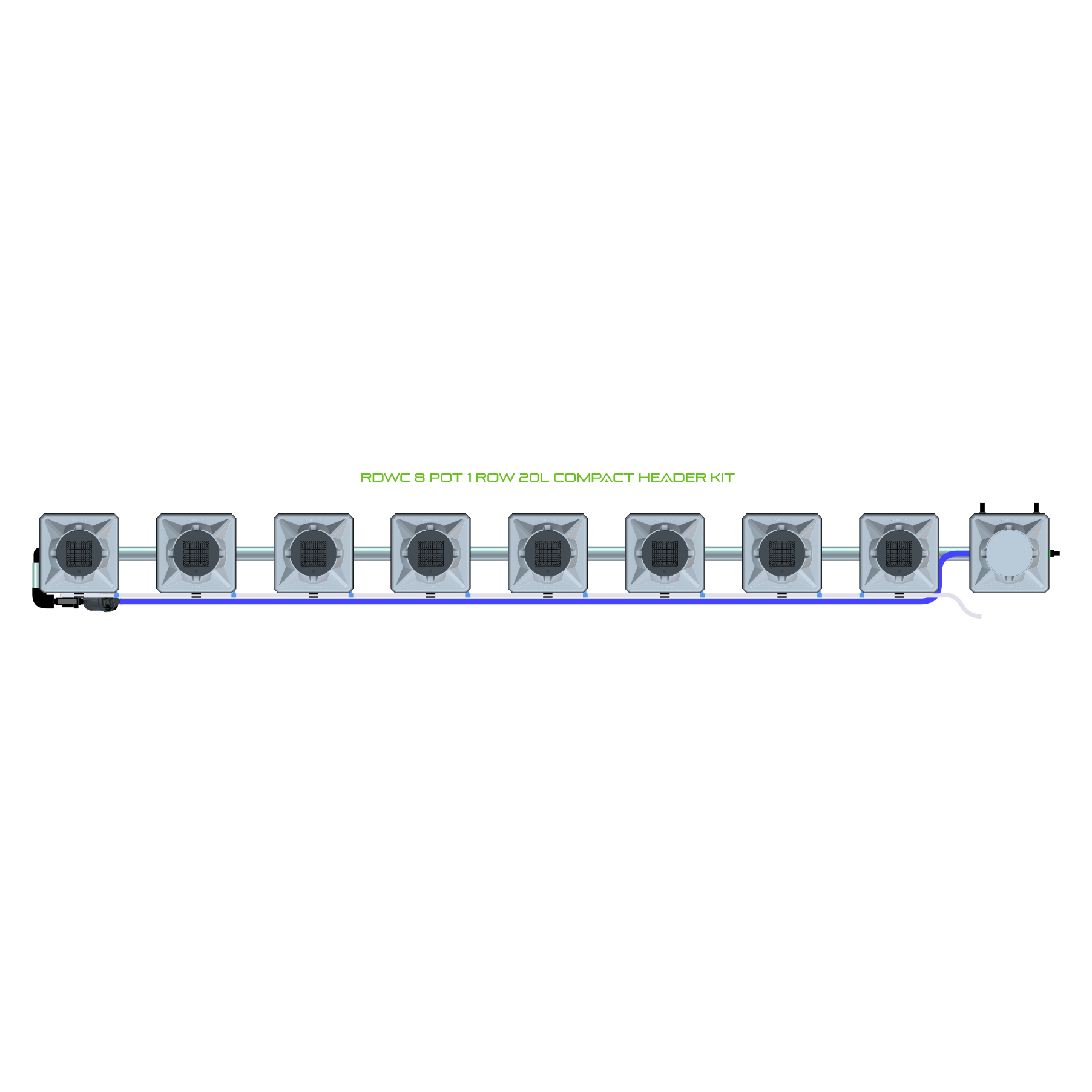 RDWC 8 Pot 1 Row Kit