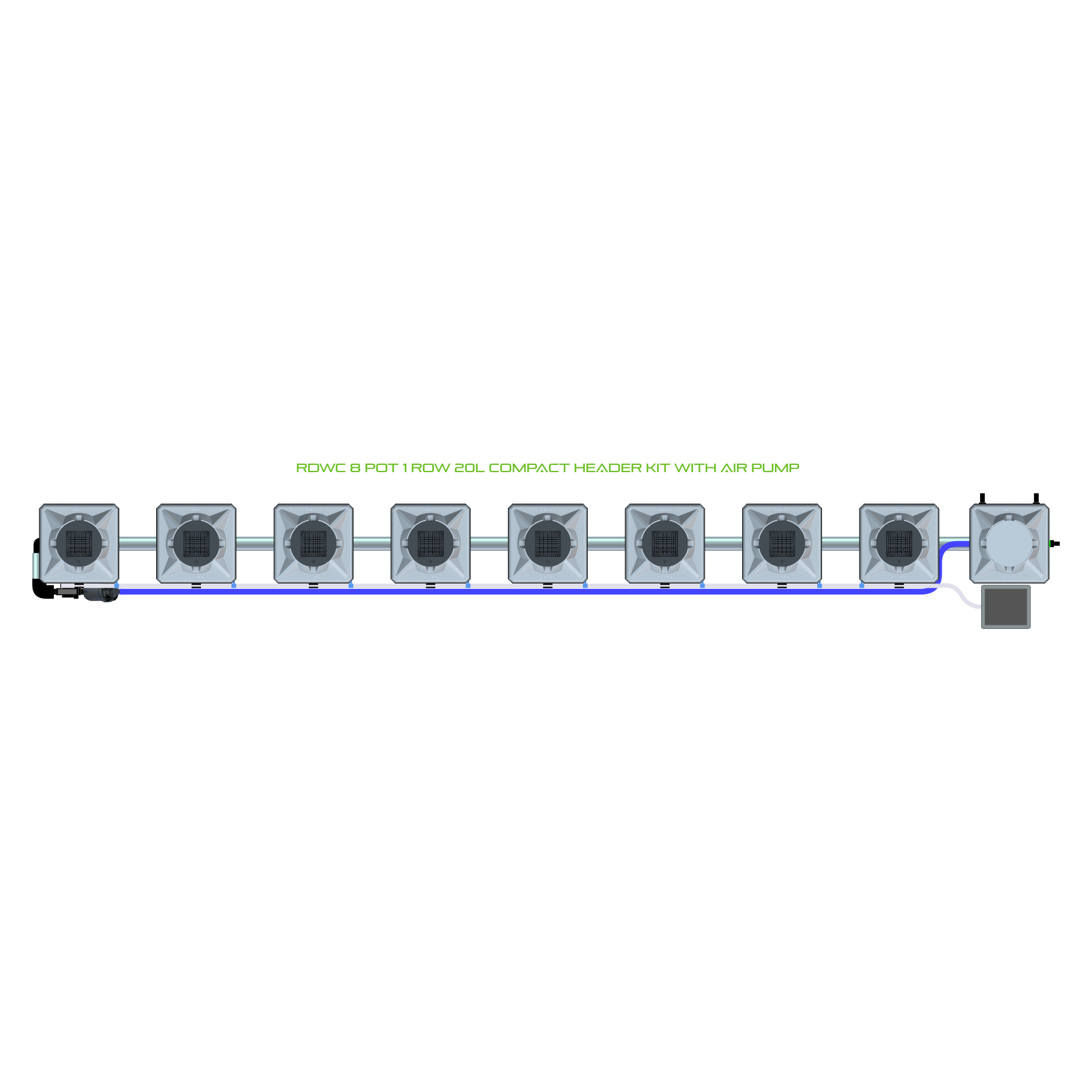 RDWC 8 Pot 1 Row Kit