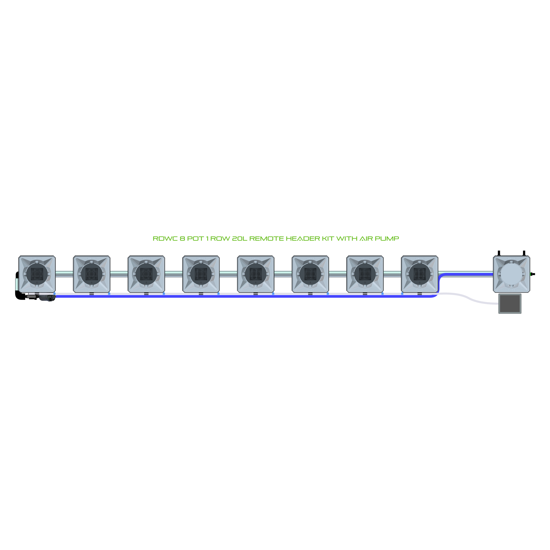 RDWC 8 Pot 1 Row Kit