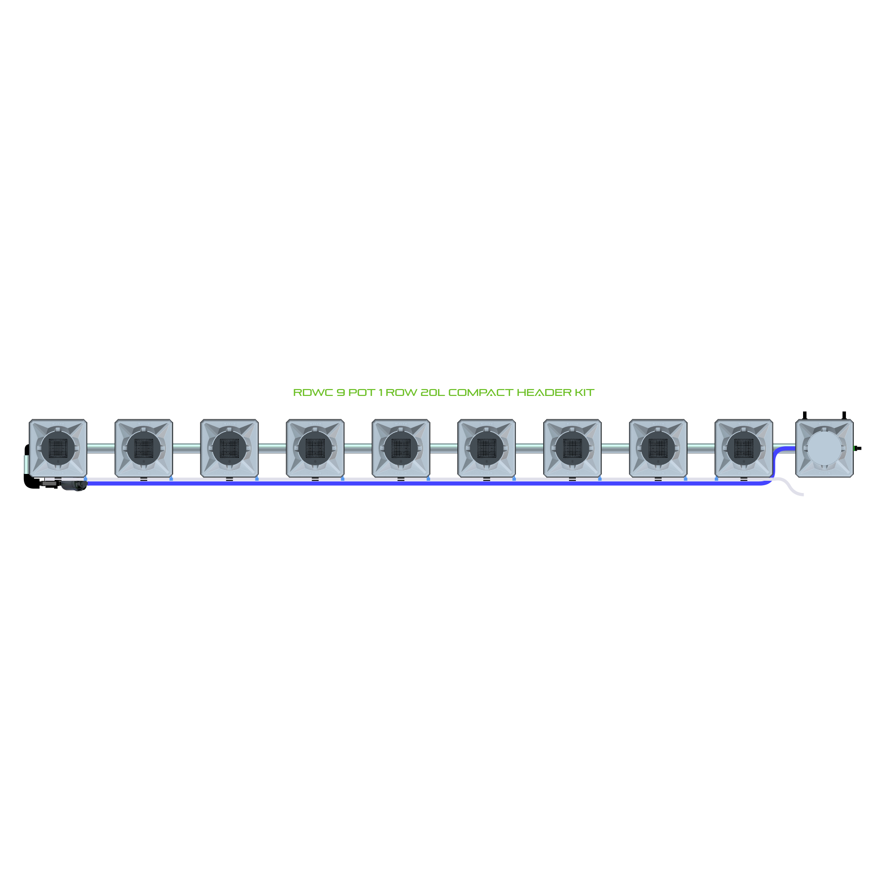 RDWC 9 Pot 1 Row Kit