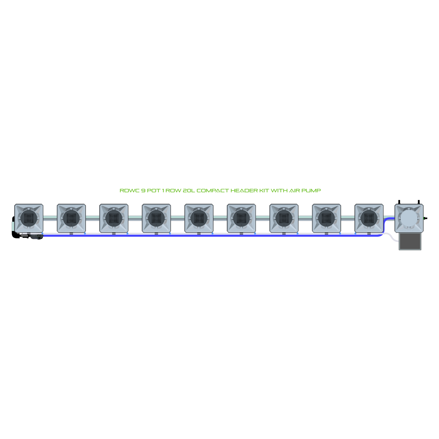 RDWC 9 Pot 1 Row Kit