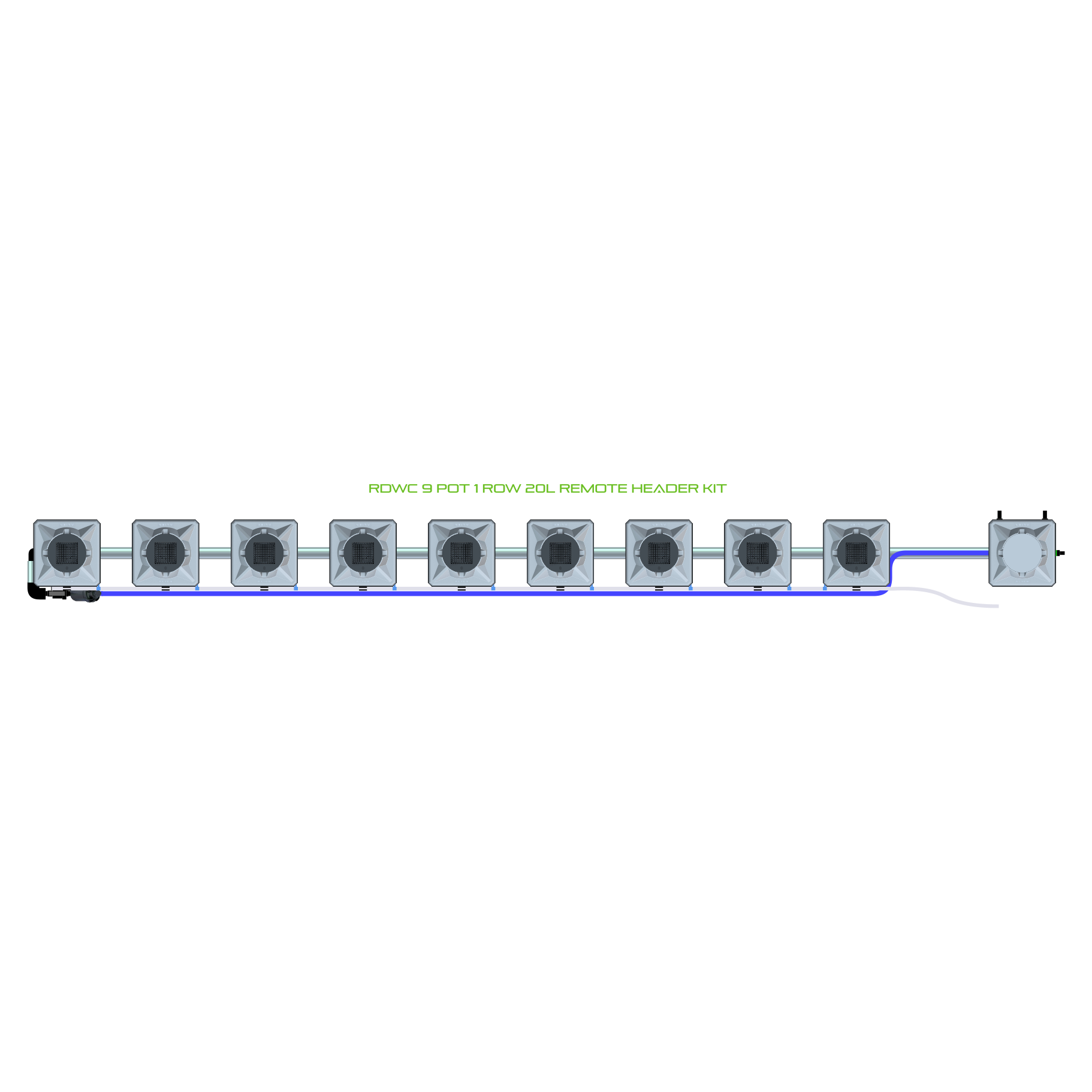 RDWC 9 Pot 1 Row Kit