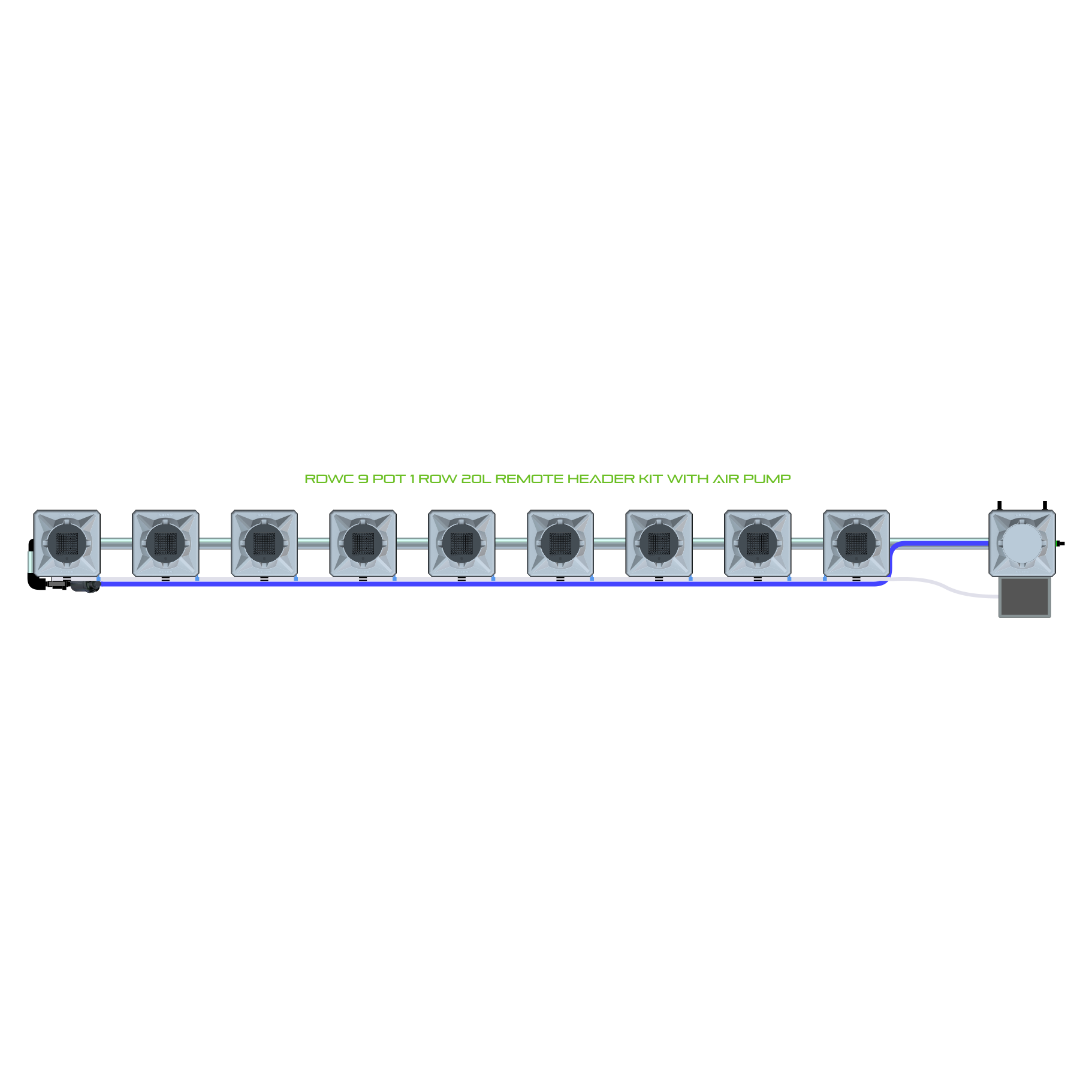 RDWC 9 Pot 1 Row Kit