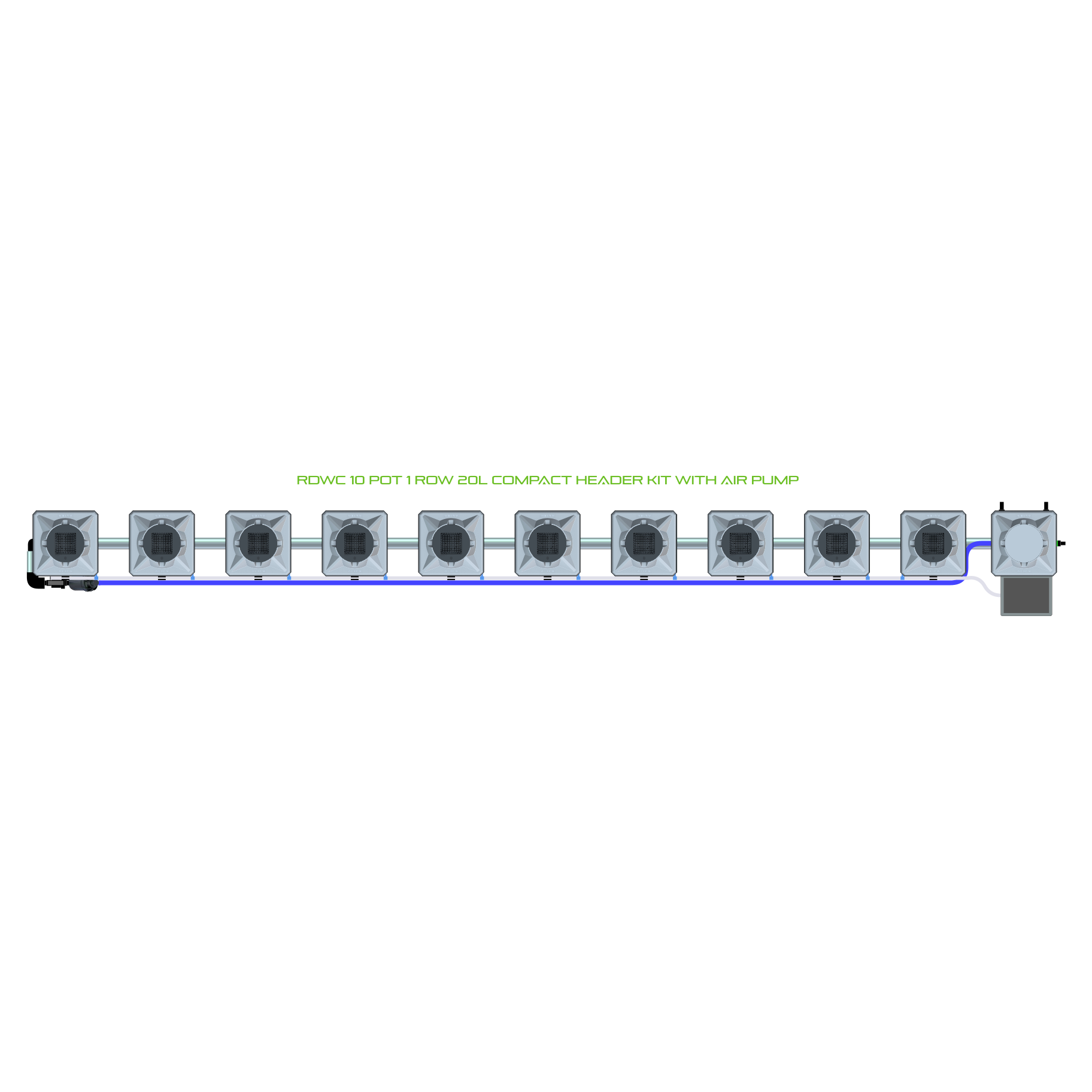RDWC 10 Pot 1 Row Kit