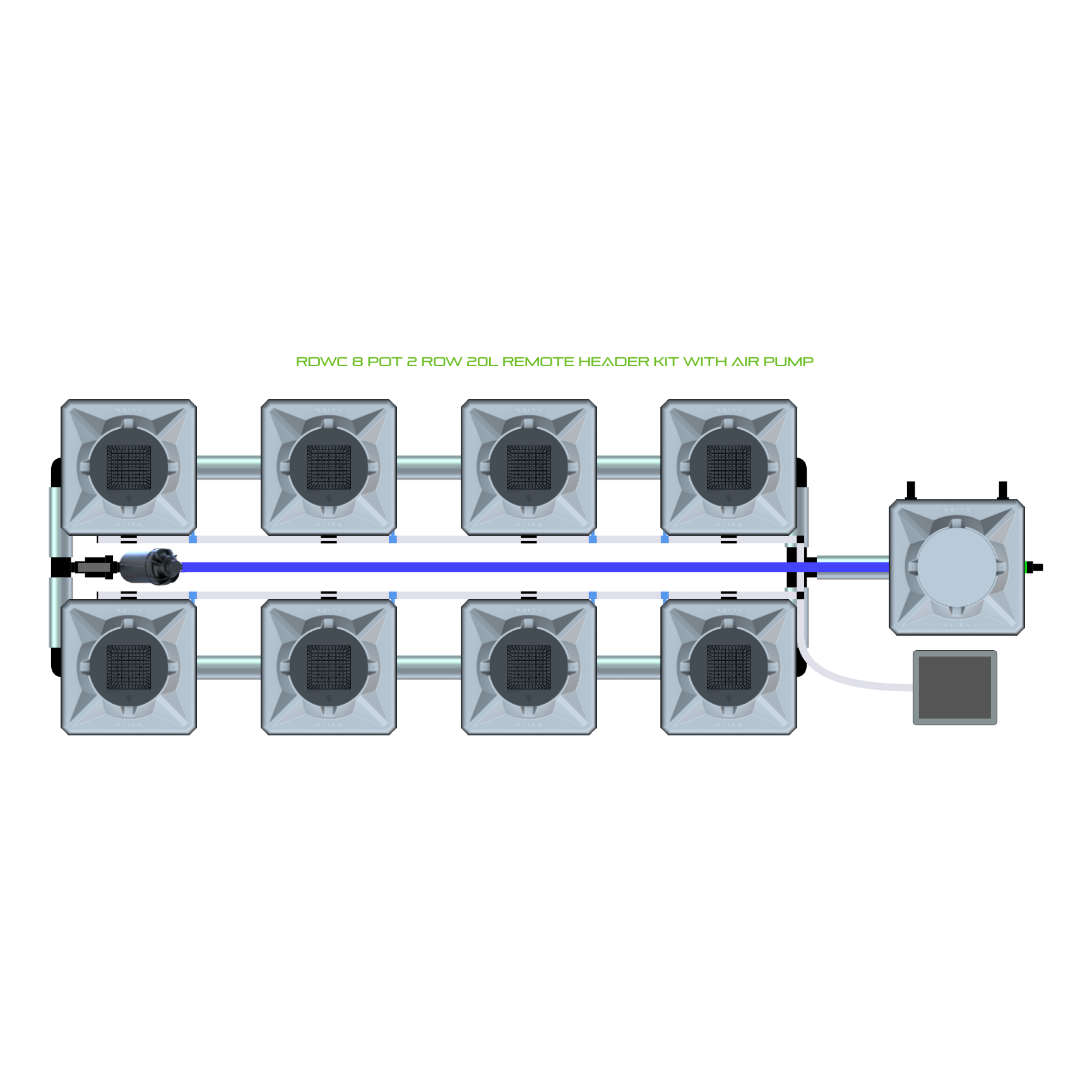 RDWC 8 Pot 2 Row Kit