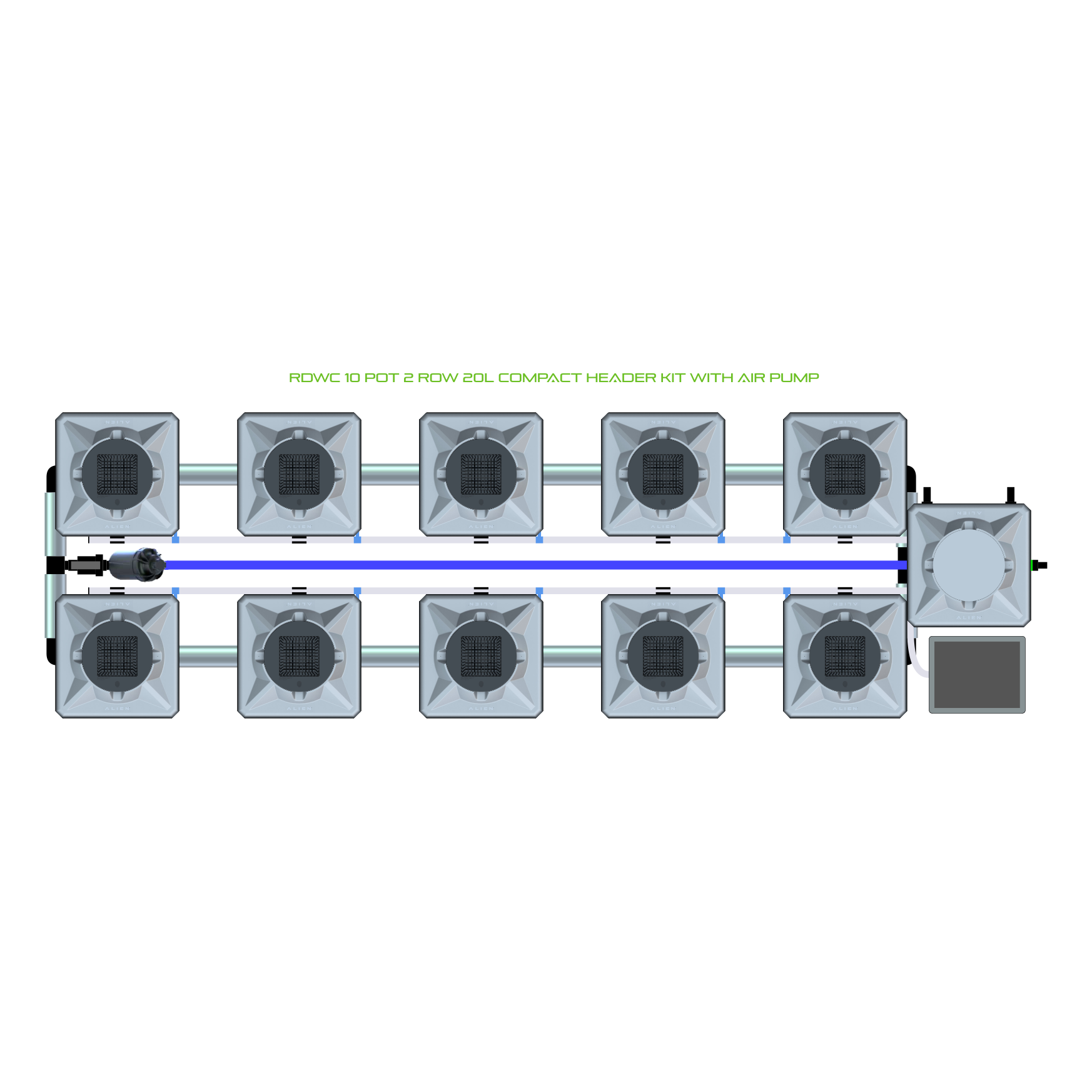RDWC 10 Pot 2 Row Kit