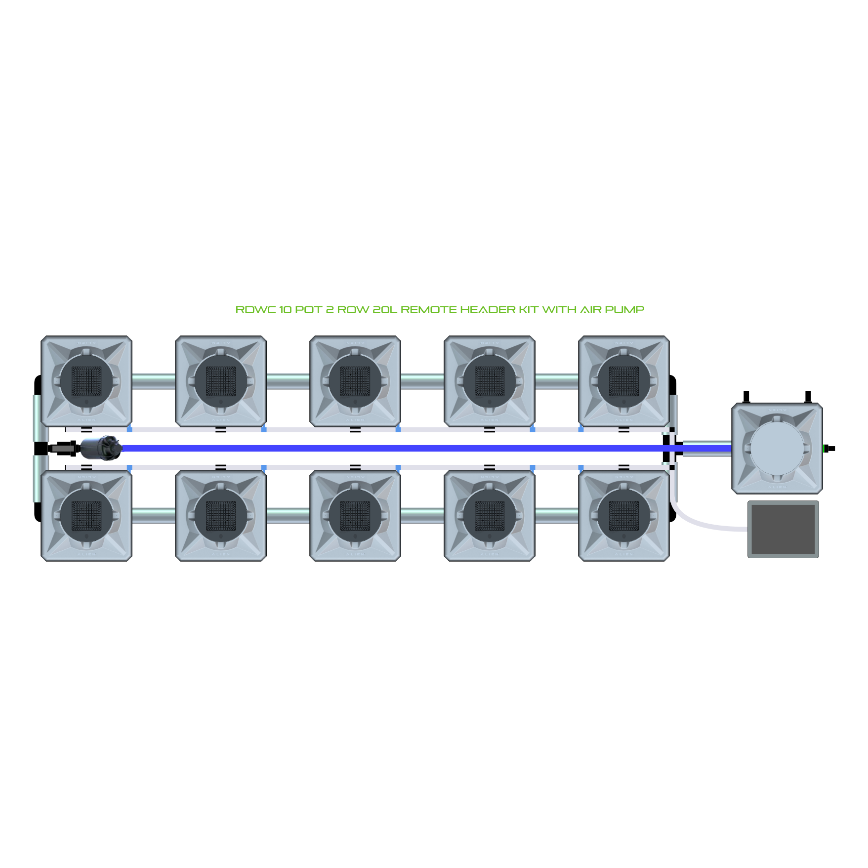 RDWC 10 Pot 2 Row Kit