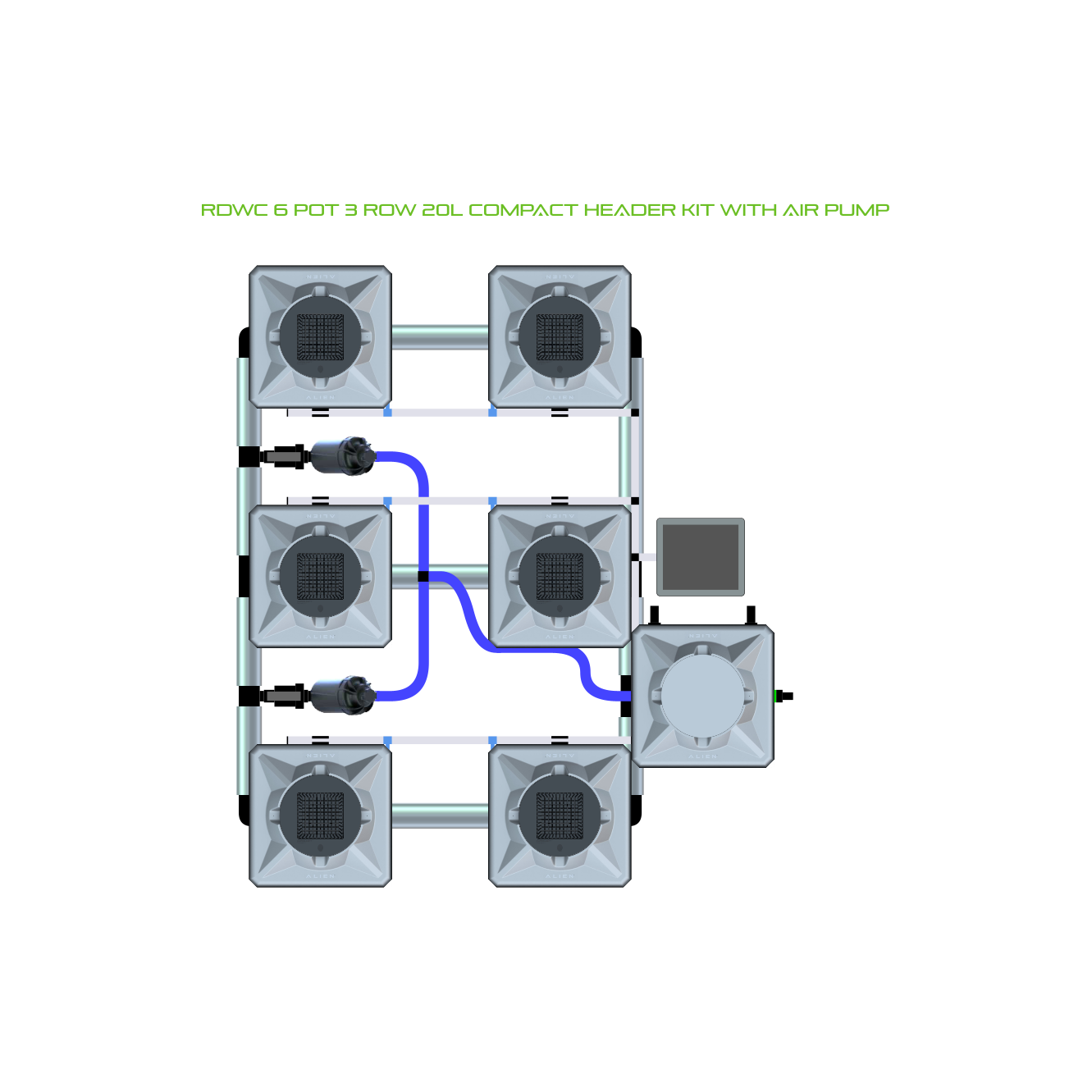 RDWC 6 Pot 3 Row Kit