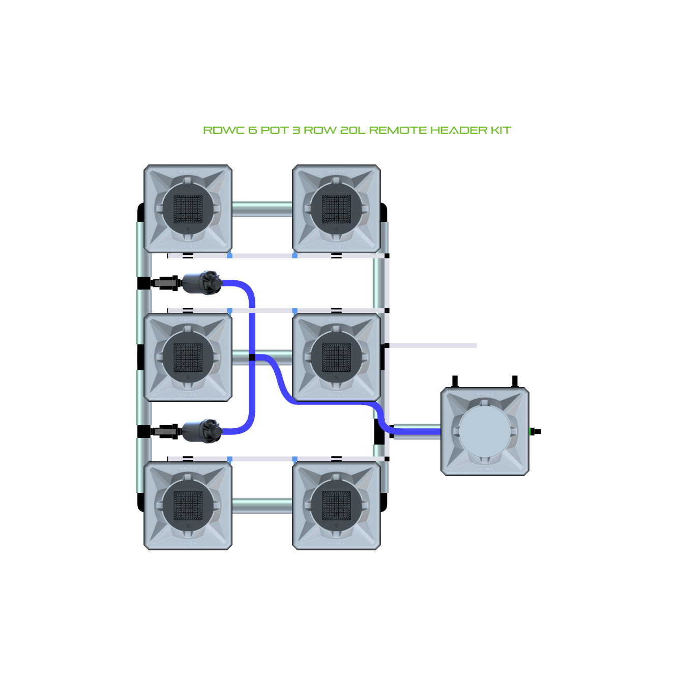 RDWC 6 Pot 3 Row Kit